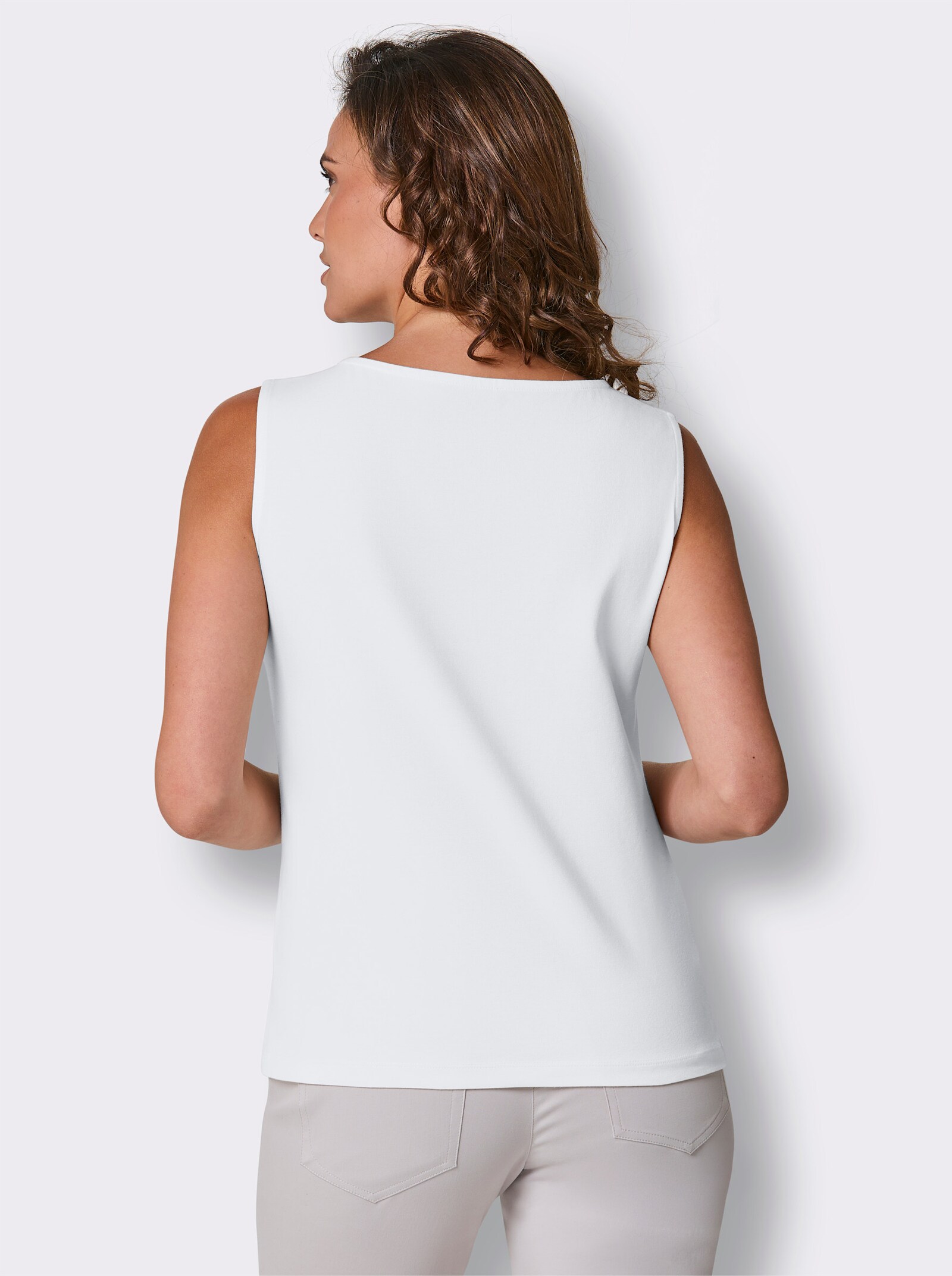CREATION L PREMIUM Shirttop mit Glitzersteinchen - weiß