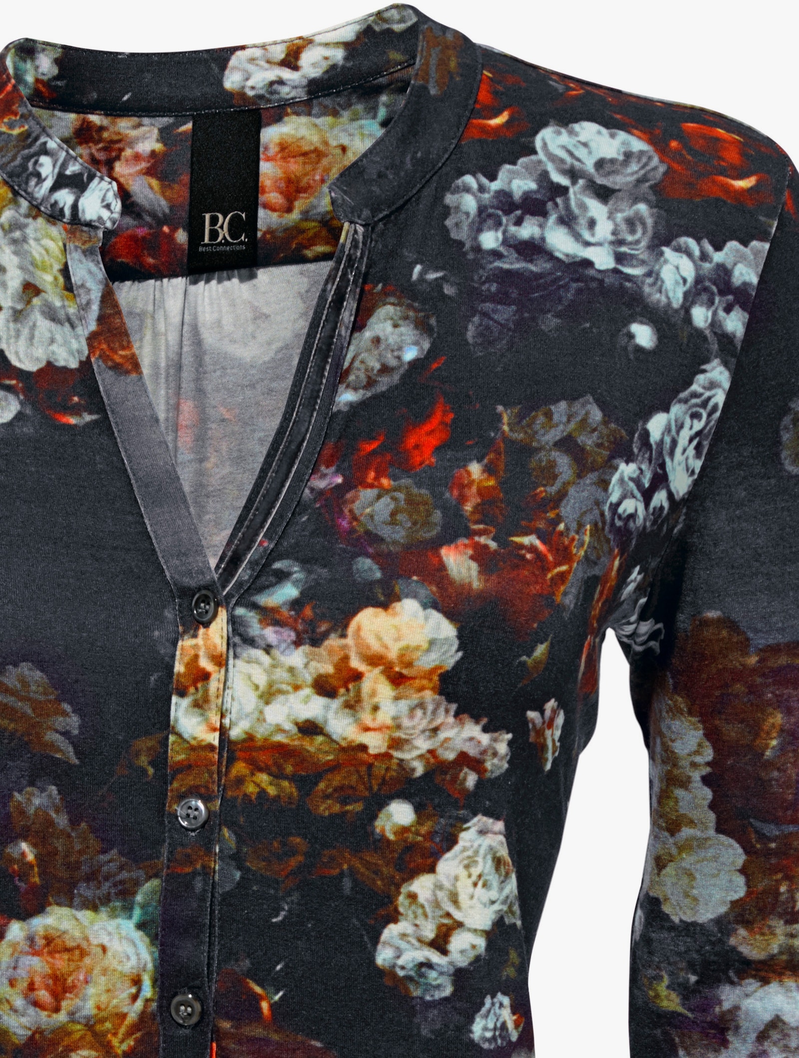 heine Blusenshirt im Blüten-Dessin - dunkelblau