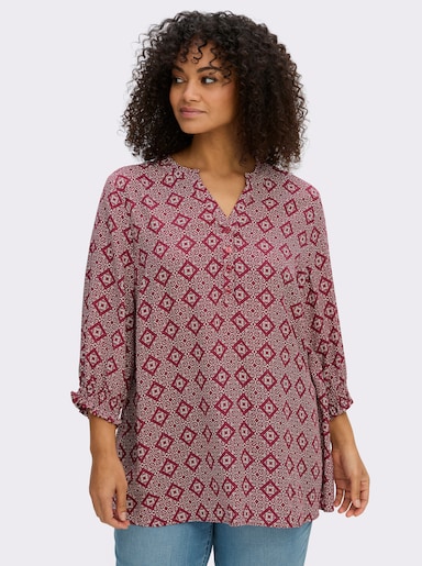 sheego Tunika mit Ornamentprint - ecru-bordeaux-bedruckt