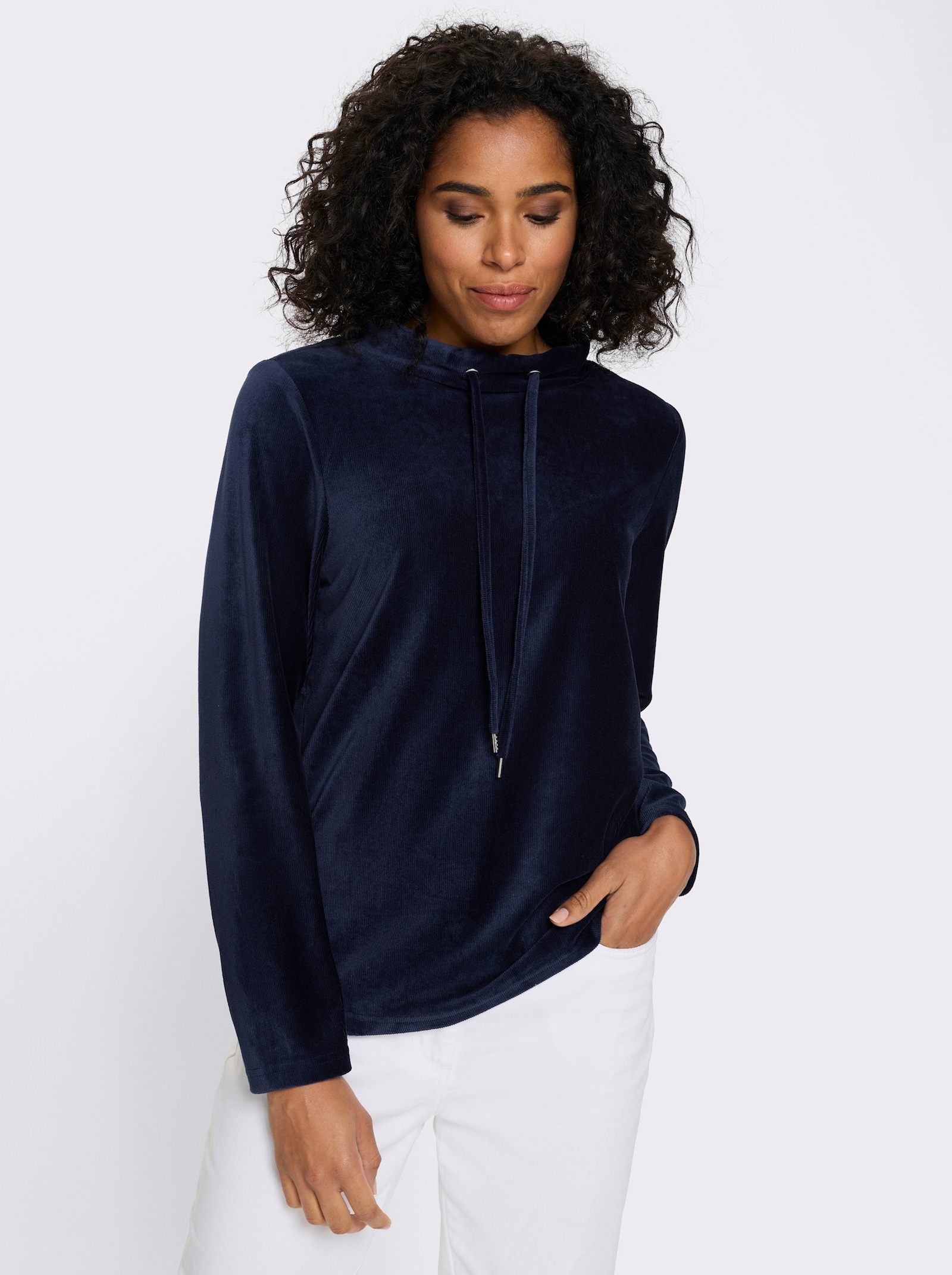 Shirt met lange mouwen van ribcord - marine