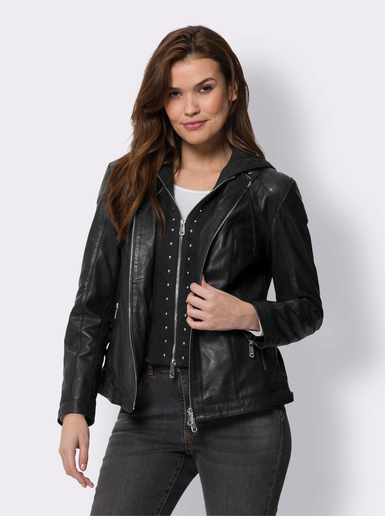 heine Veste en cuir - noir