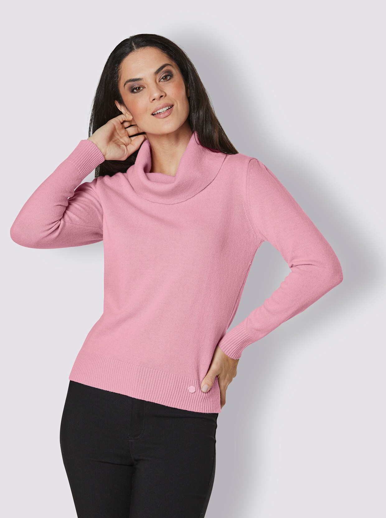 CREATION L PREMIUM Merino-Kaschmir-Pullover - hortensie