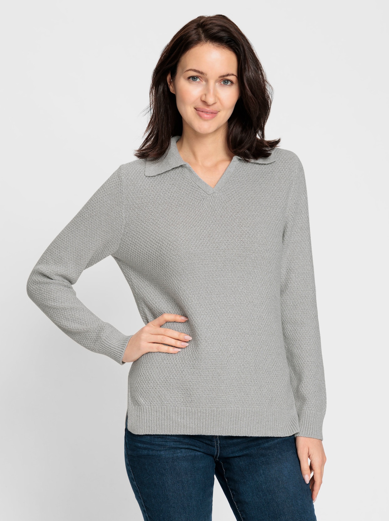 Polopullover - steingrau-meliert