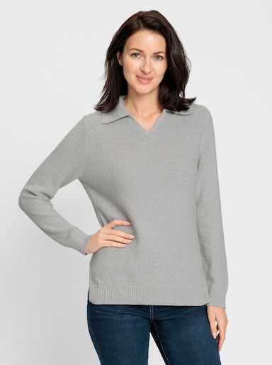 Polopullover - steingrau-meliert