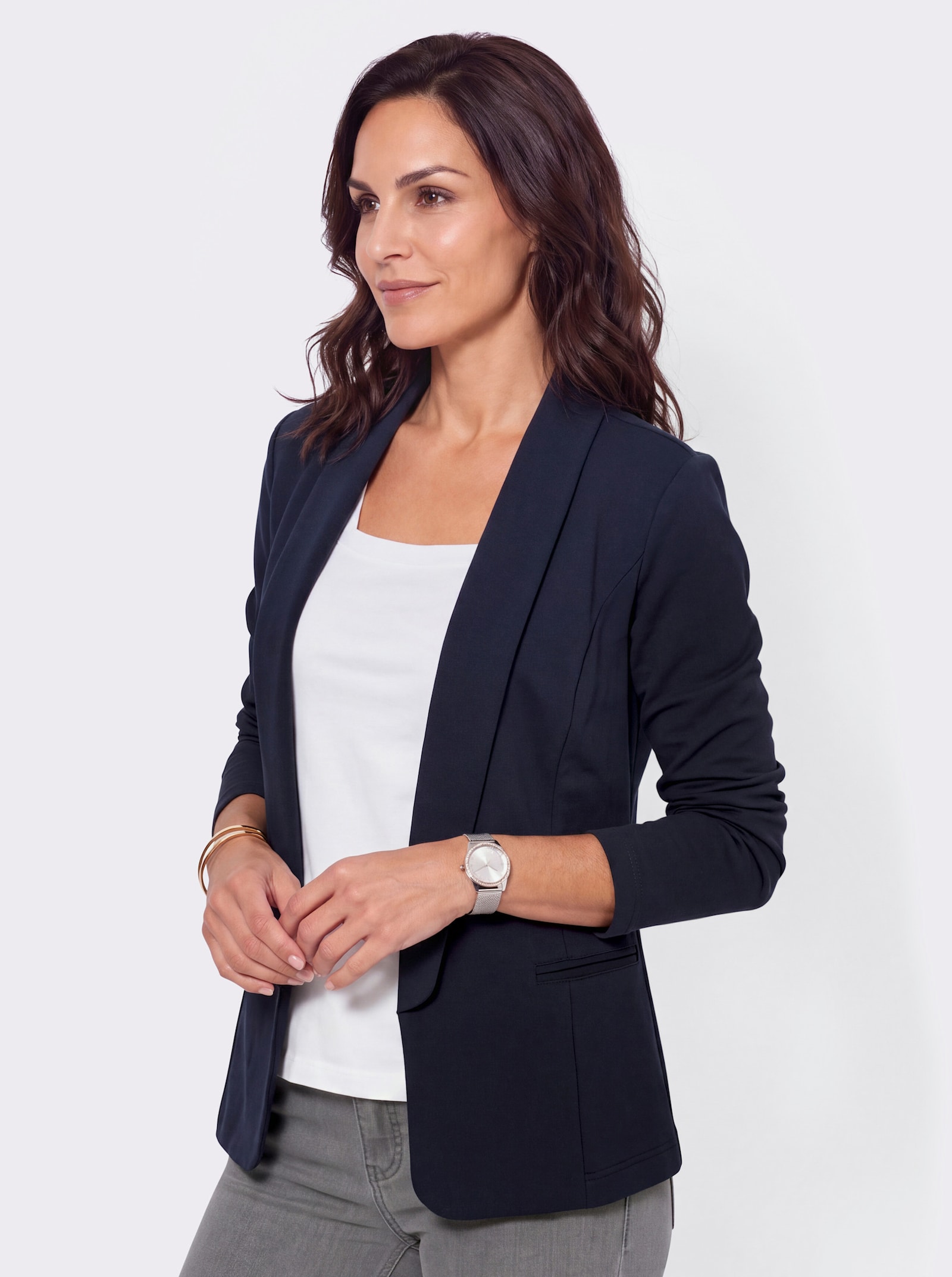 Jerseyblazer in Interlock-Qualität - marine
