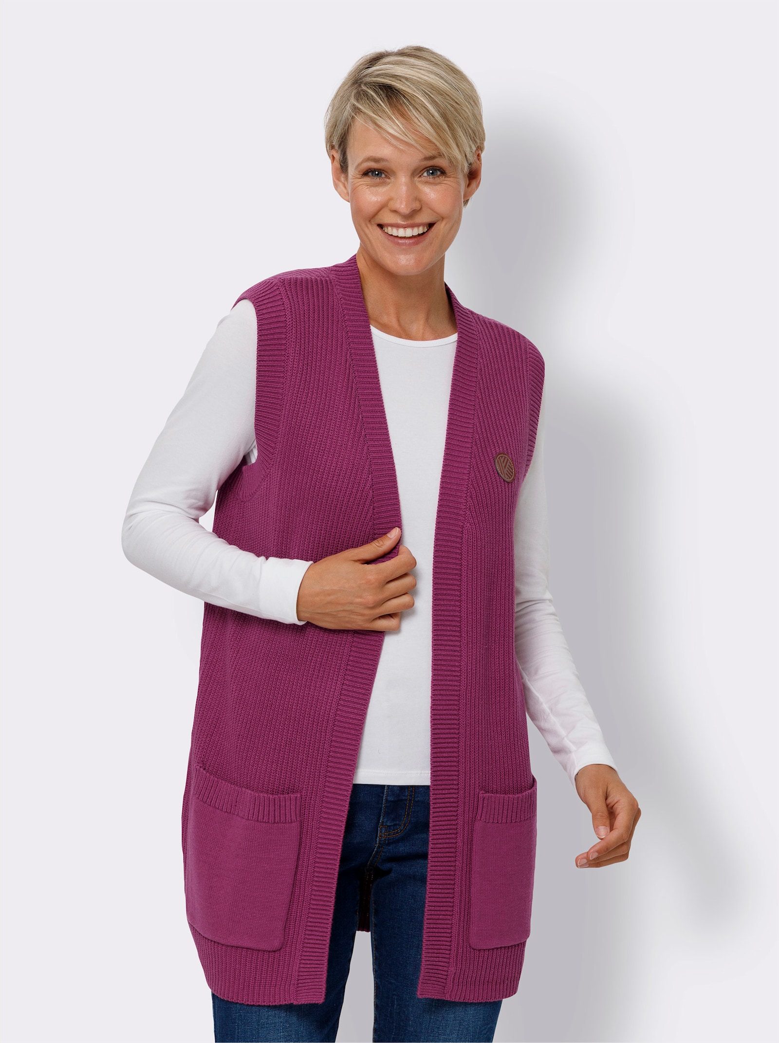 Pletená vesta, rebr.vzhľ. - vresová