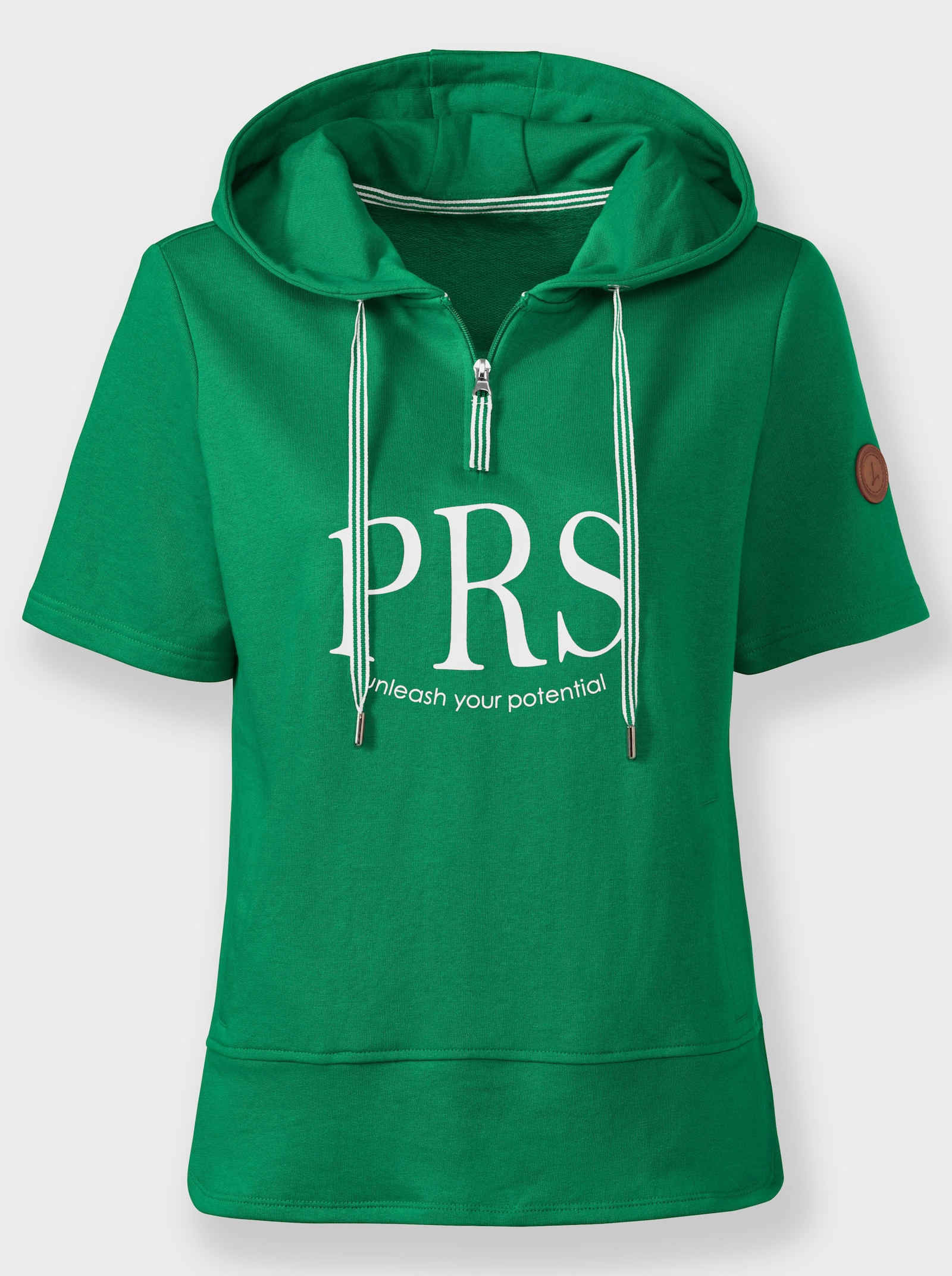 Sweatshirt mit kurzen Ärmeln - grasgrün-weiß-bedruckt