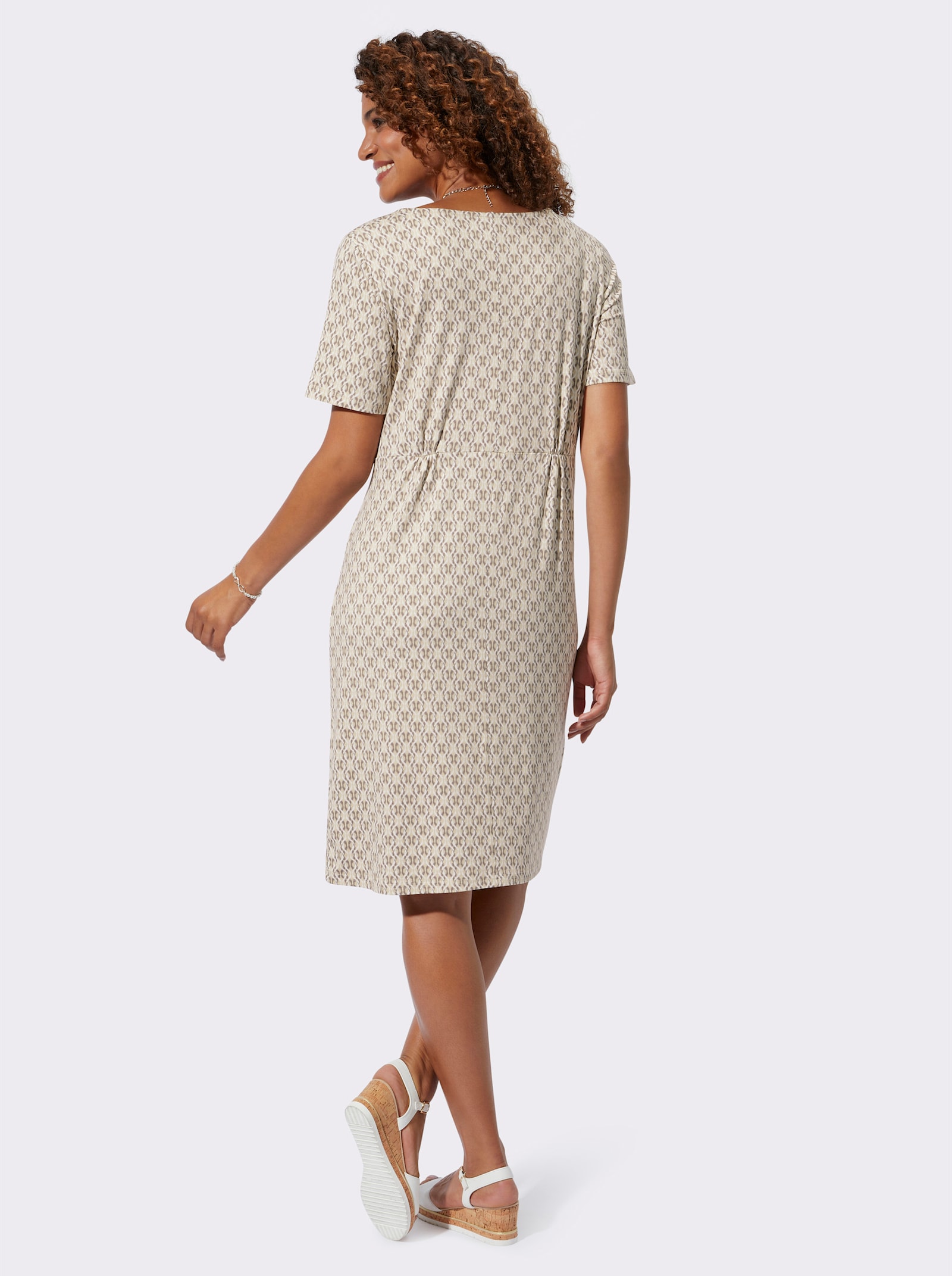 Jerseyjurk in comfortmodel, bedrukt - zand/donkertaupe bedrukt