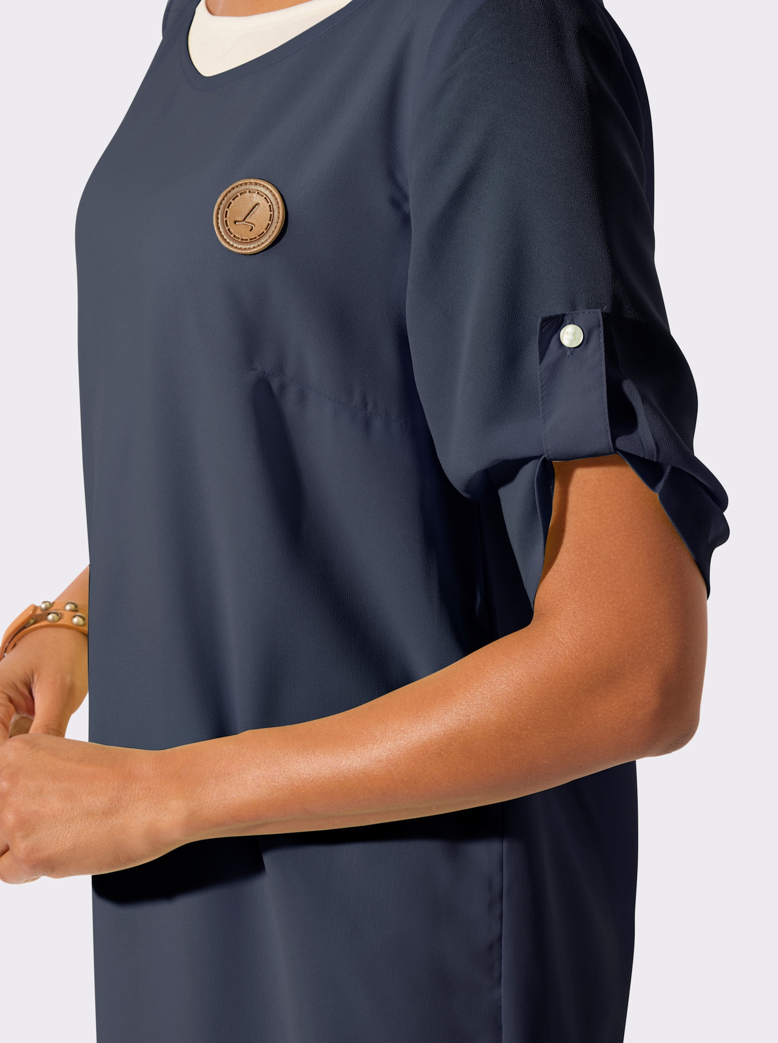 Webkleid in pflegeleichter Qualität - marine-ecru