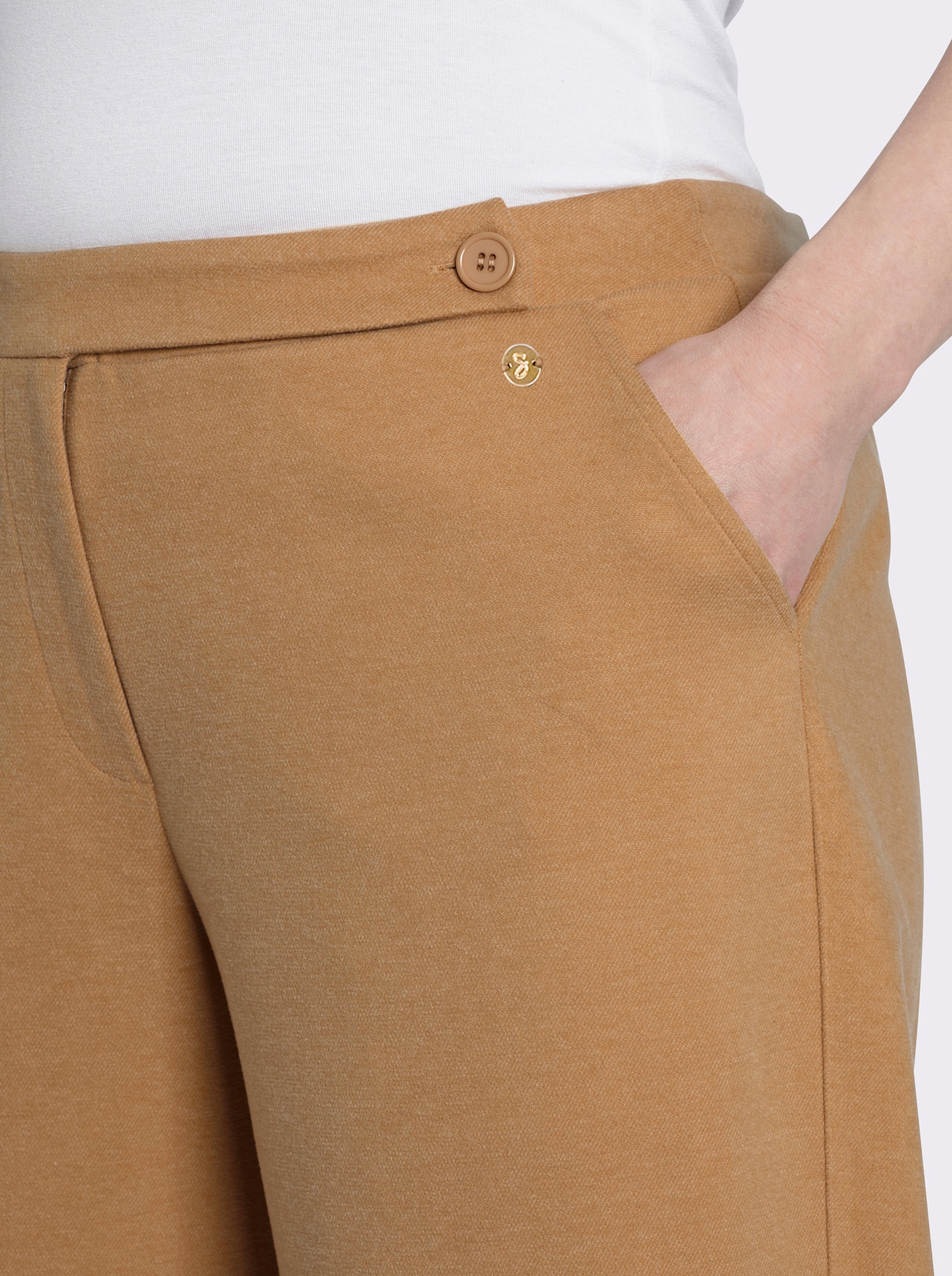 sheego Hose aus Flanell, mit Barrel-Leg - camel