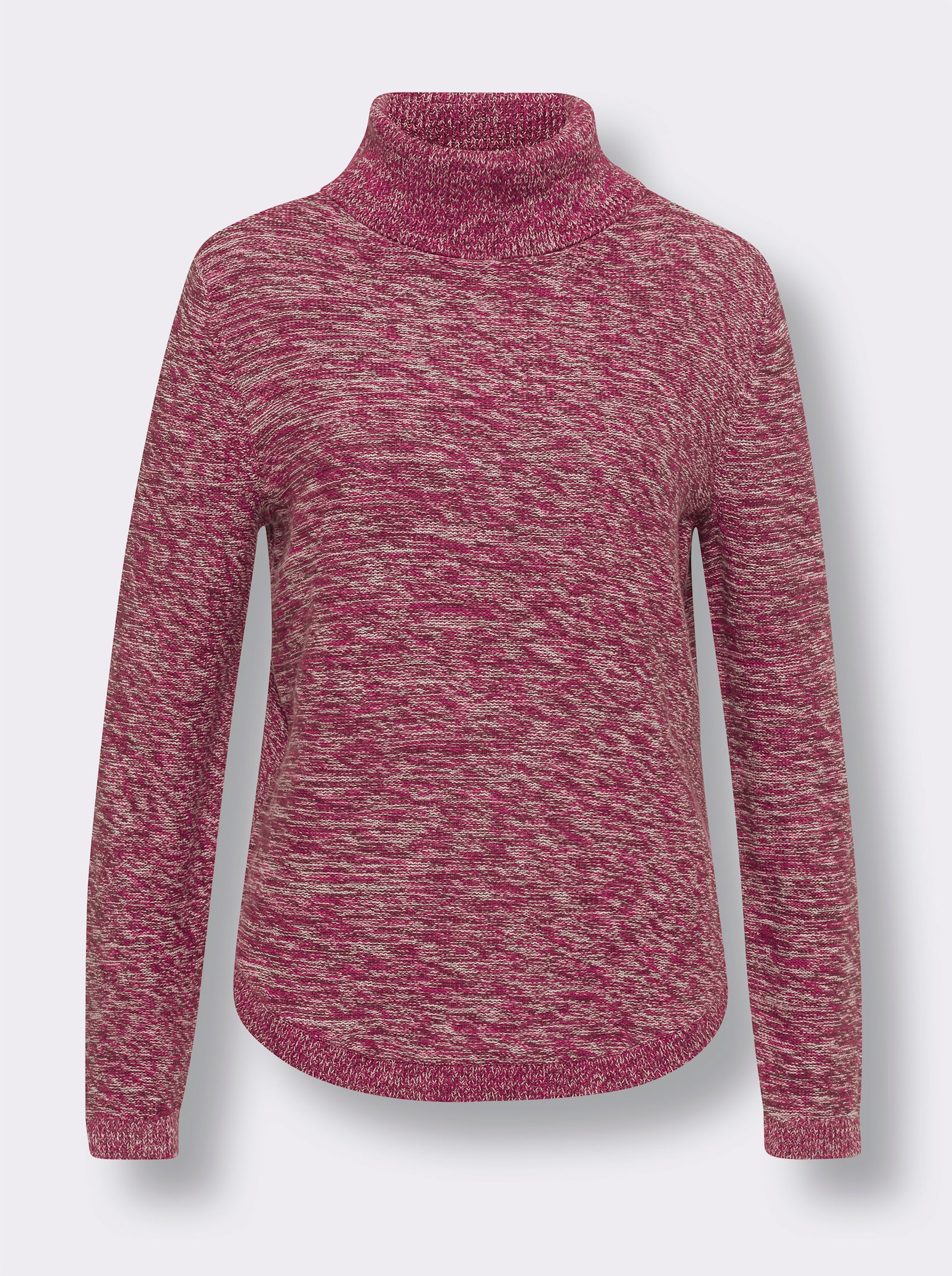 Rollkragenpullover in Baumwoll-Qualität - bordeaux-ecru-meliert