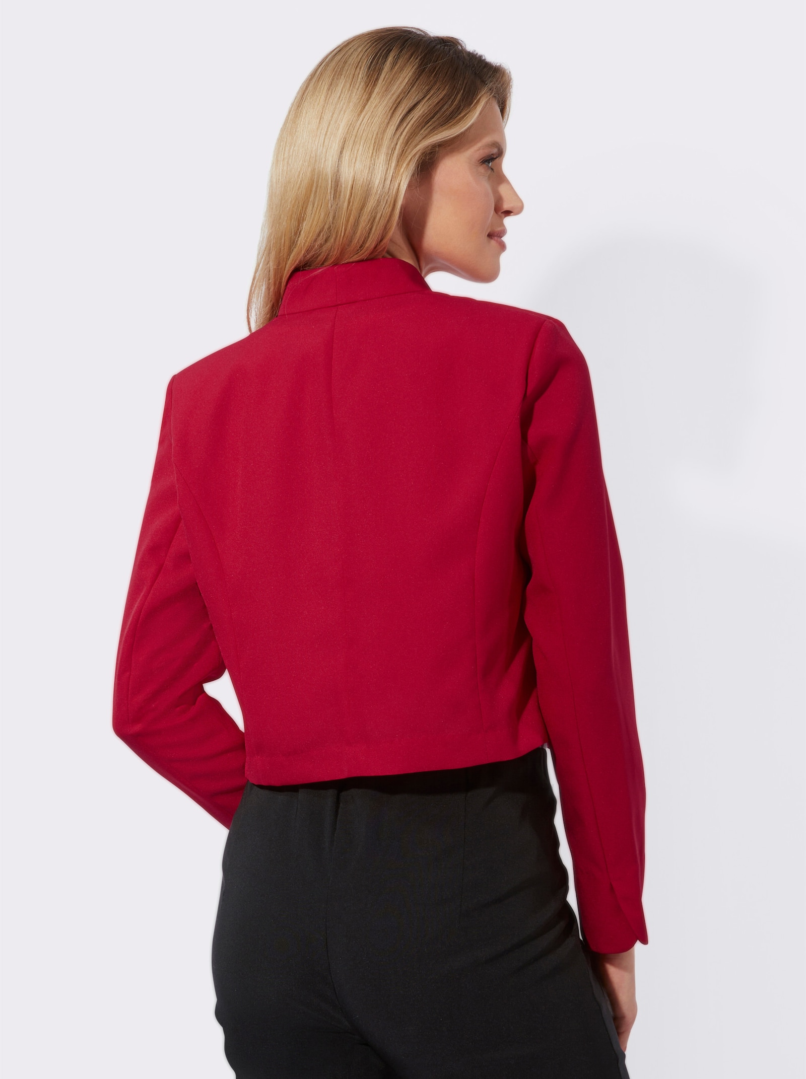 Bolerojacke mit Wellenabschluss, Stehkragen - rot