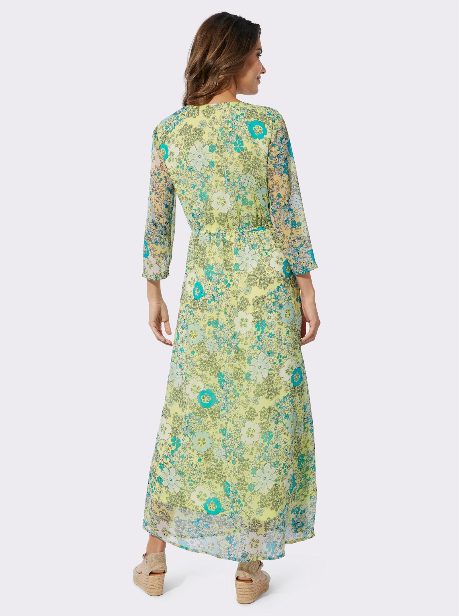 Blumenkleid aus Chiffon - pistazie-mint-bedruckt