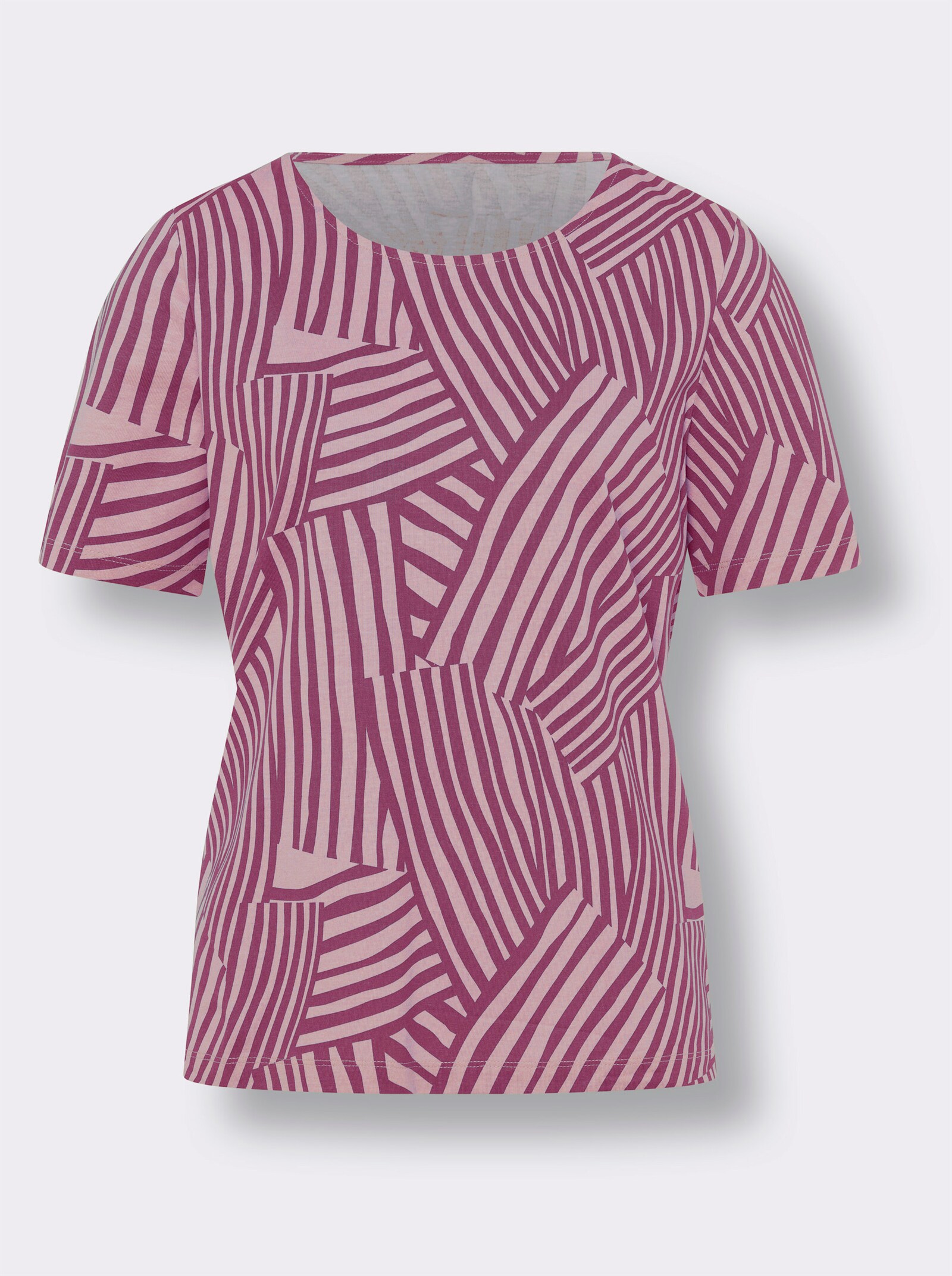 Shirt met korte mouwen en golfpatroon - malve/roze bedrukt