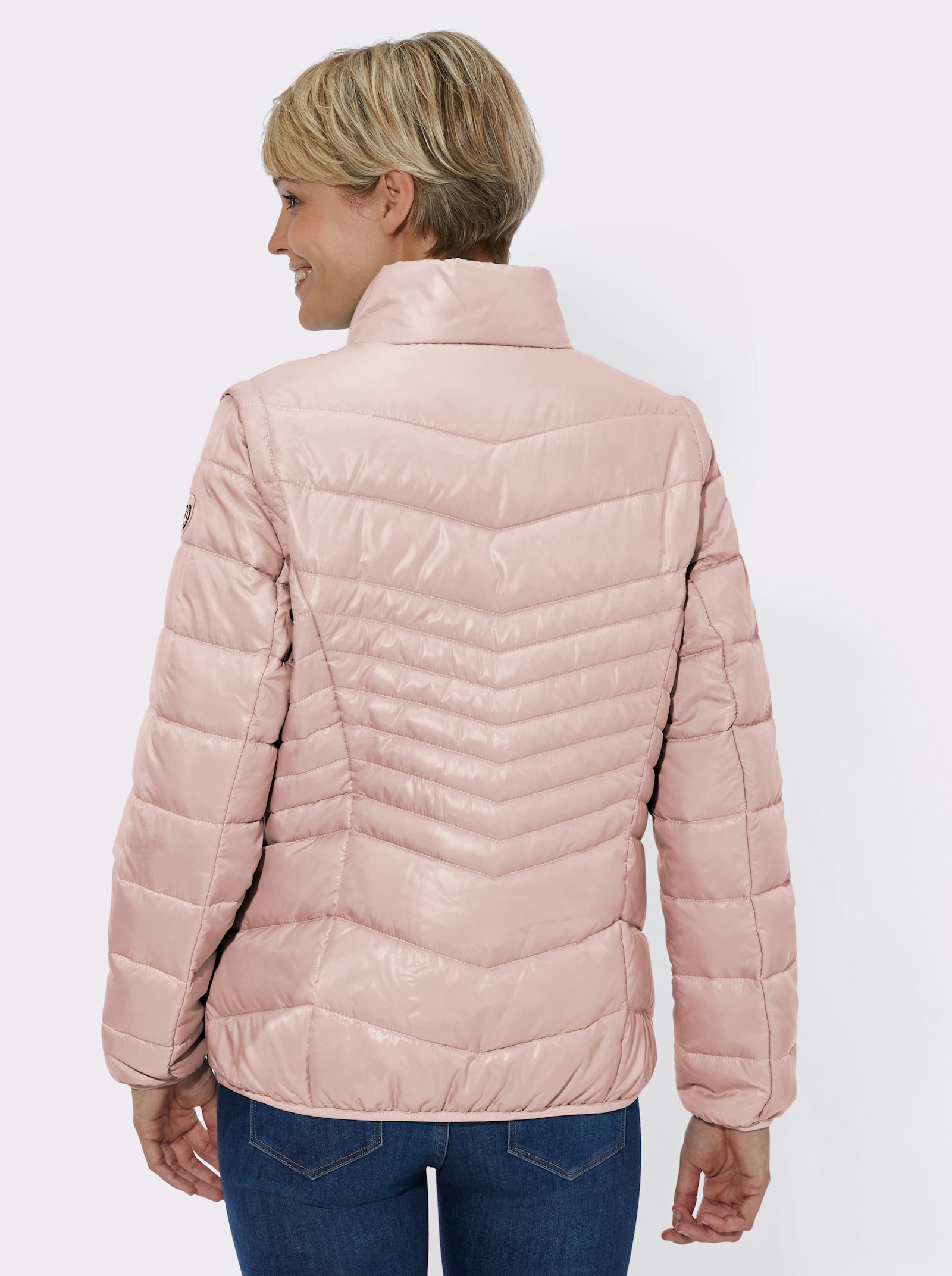 Steppjacke mit abzippbaren Ärmeln - puder