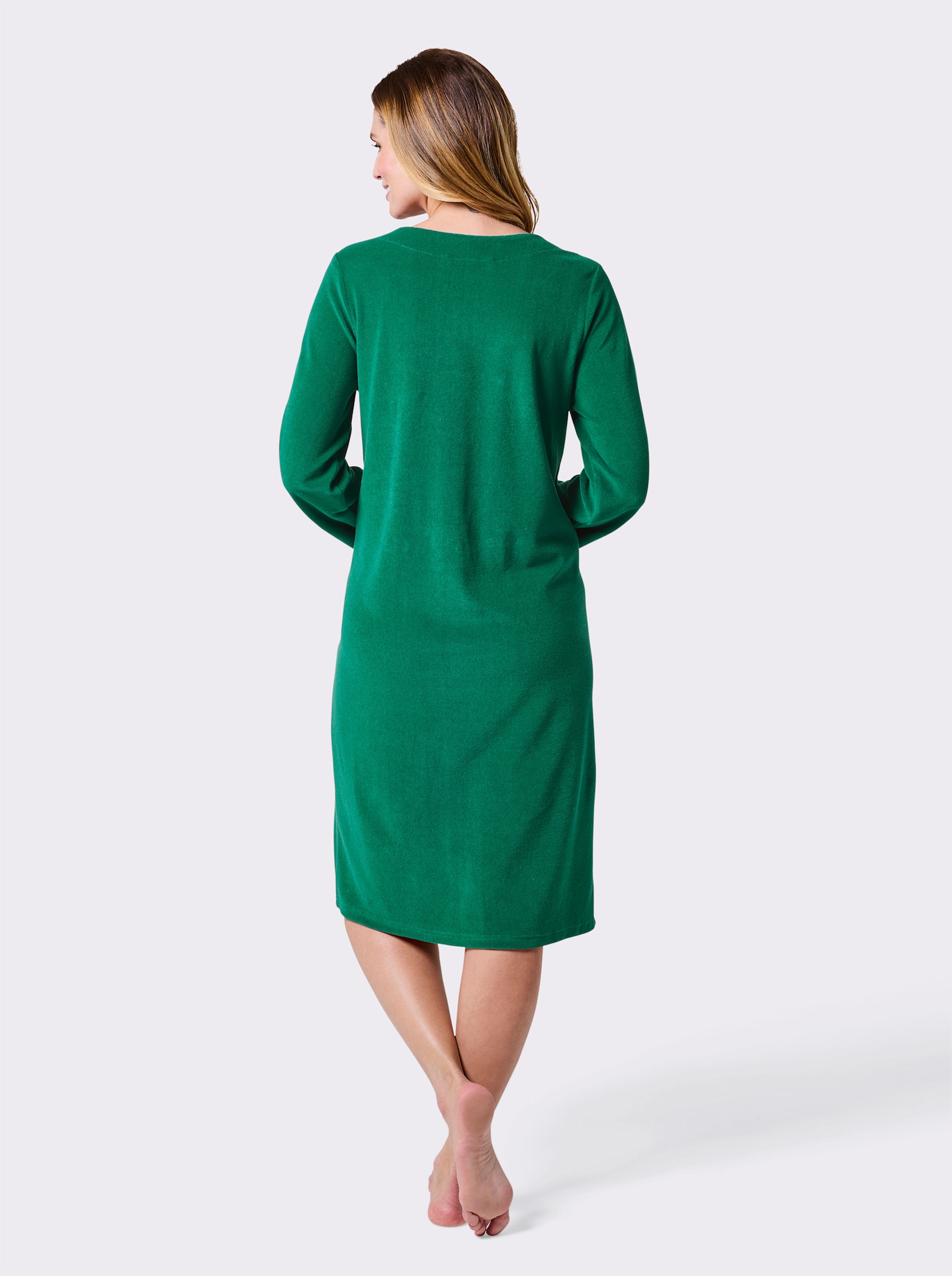 feel good Bademantel zum Knöpfen - smaragd