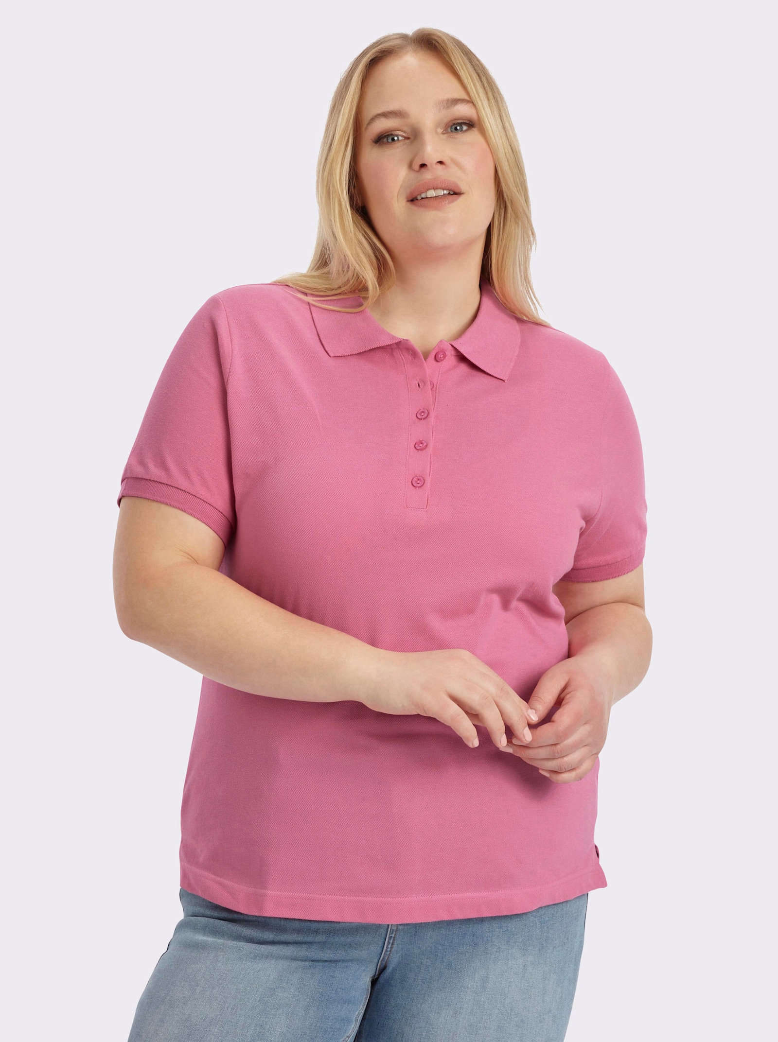 Poloshirt mit Seitenschlitzen - pink