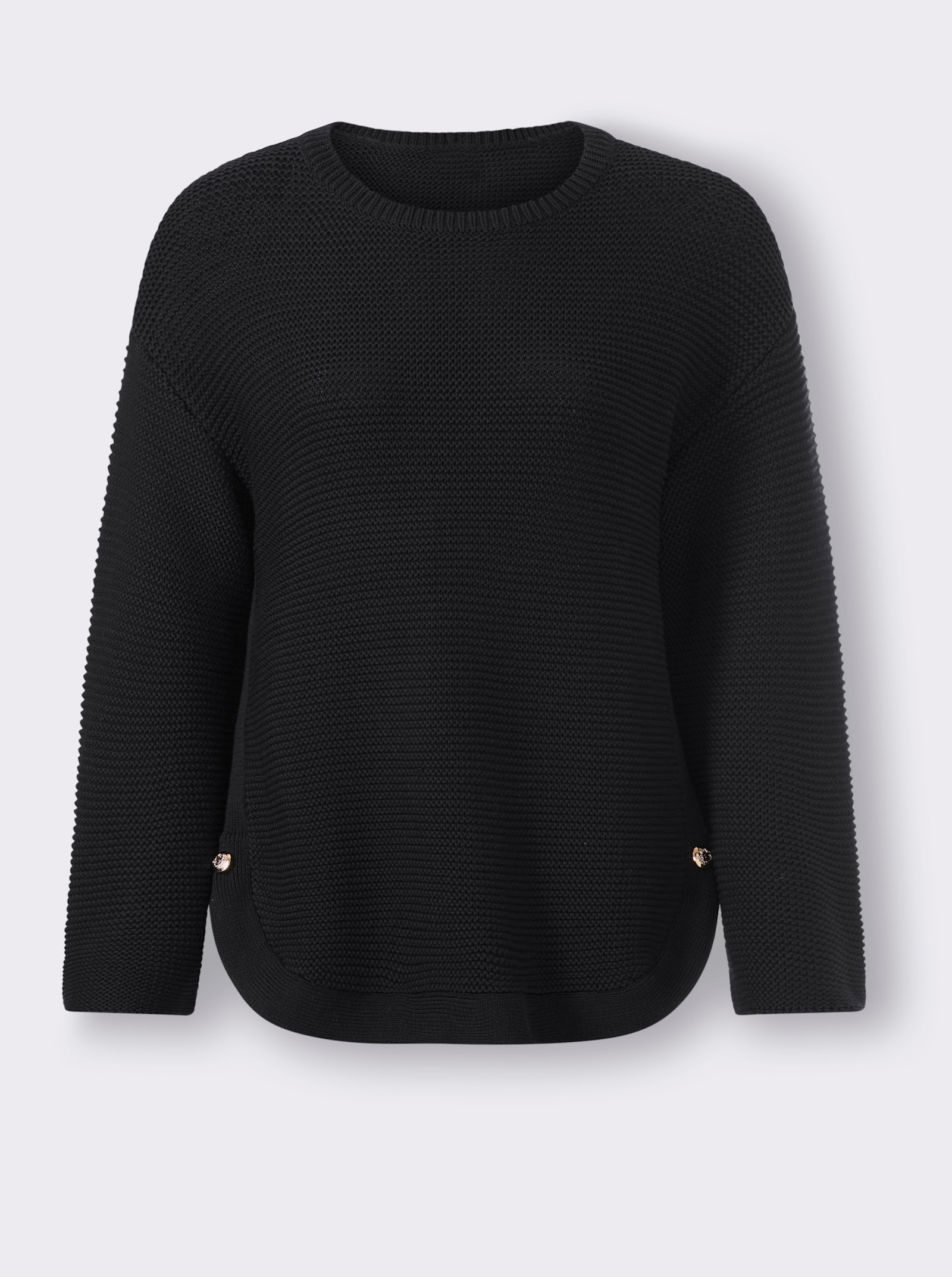 heine Langarm-Pullover mit Seitenschlitzen - schwarz