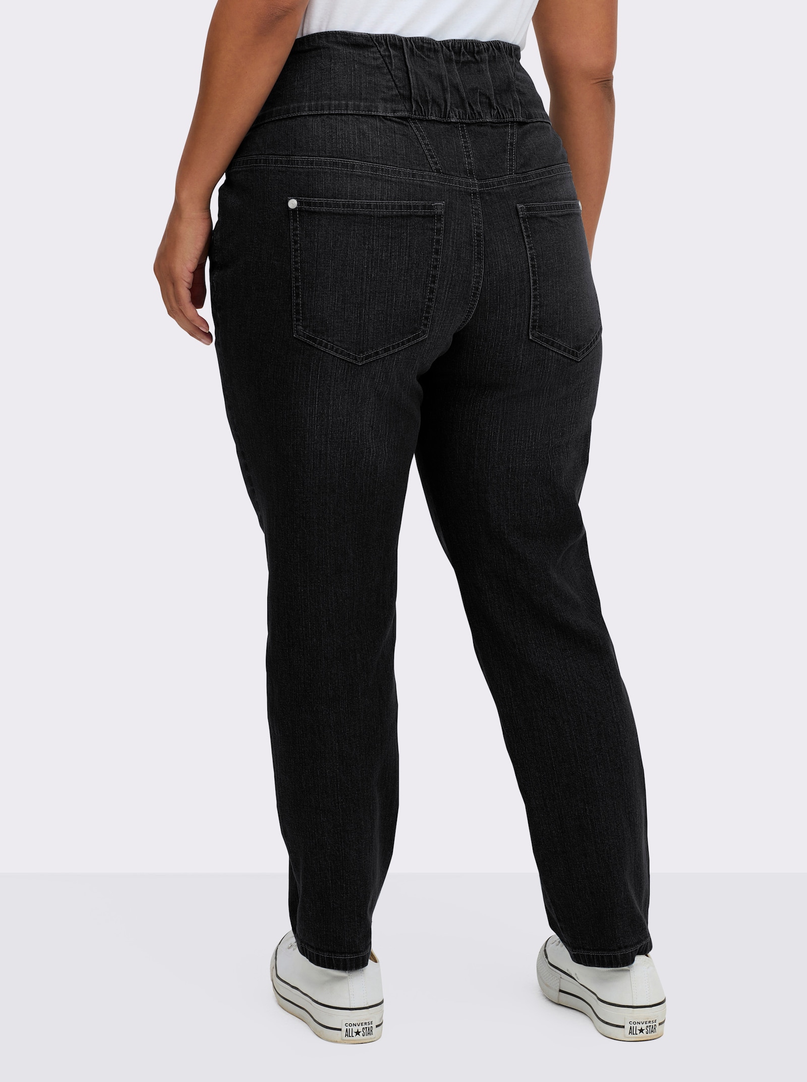 sheego High-waist-Jeans mit schmalem Bein - black denim