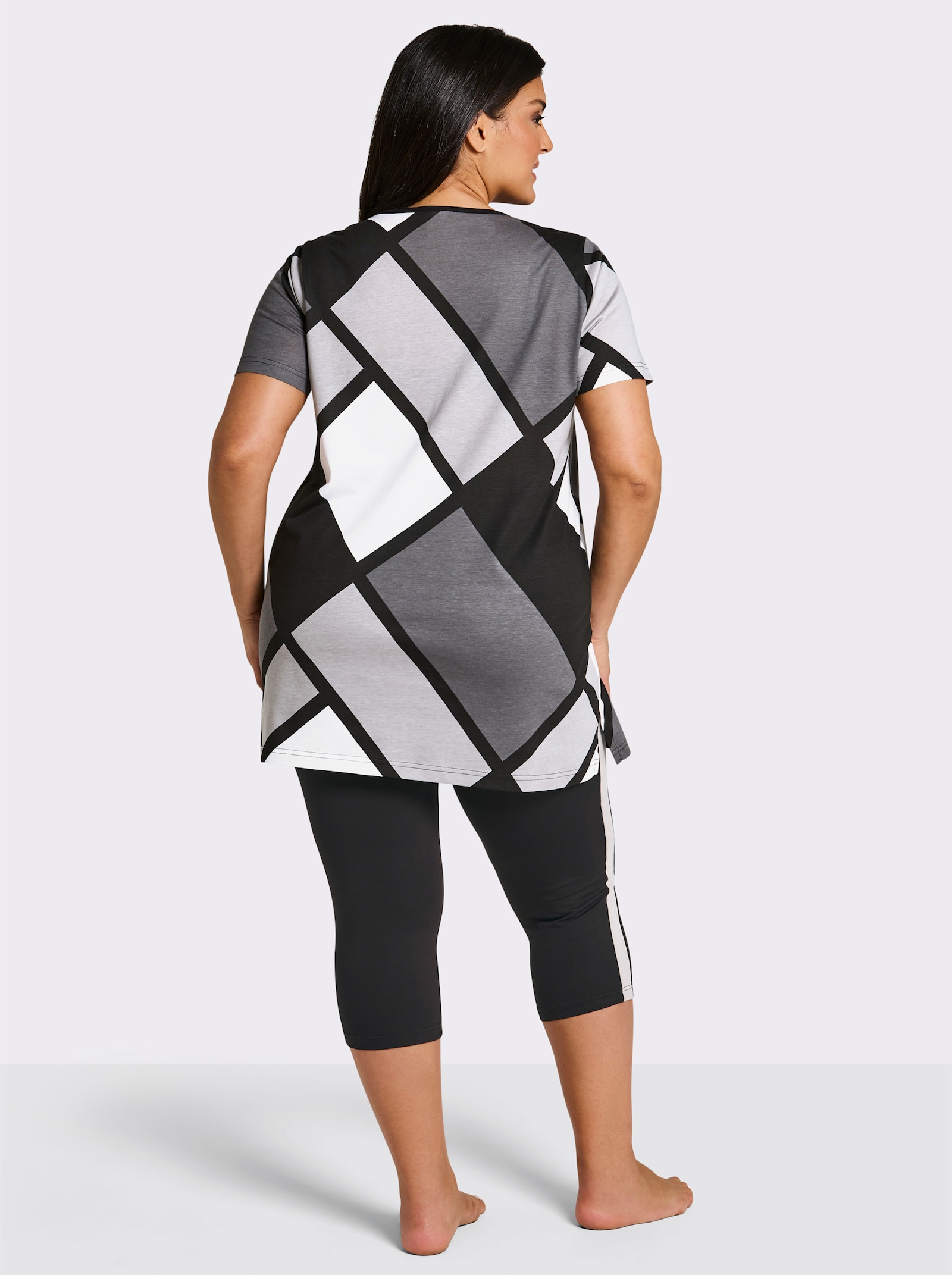 wäschepur Caprianzug mit Grafik-Dessin - schwarz-anthrazit-bedruckt