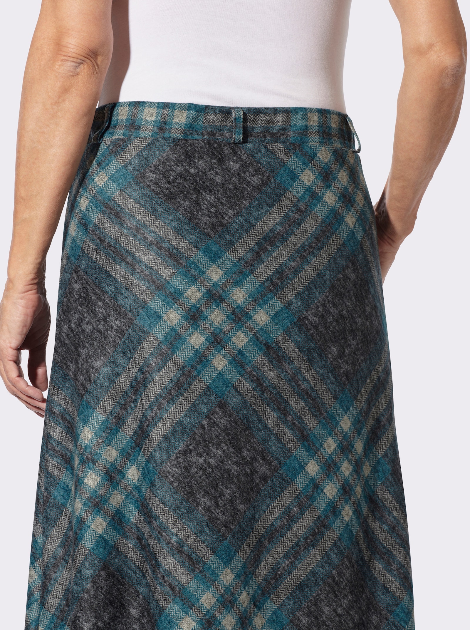 Karorock in Flanell-Optik - aquapetrol-schwarz-kariert