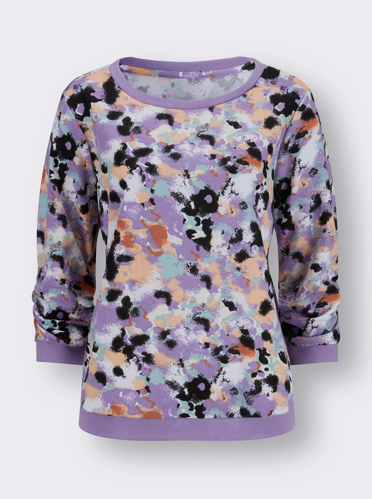 Sweatshirt - aprikos-lavendel-med tryck