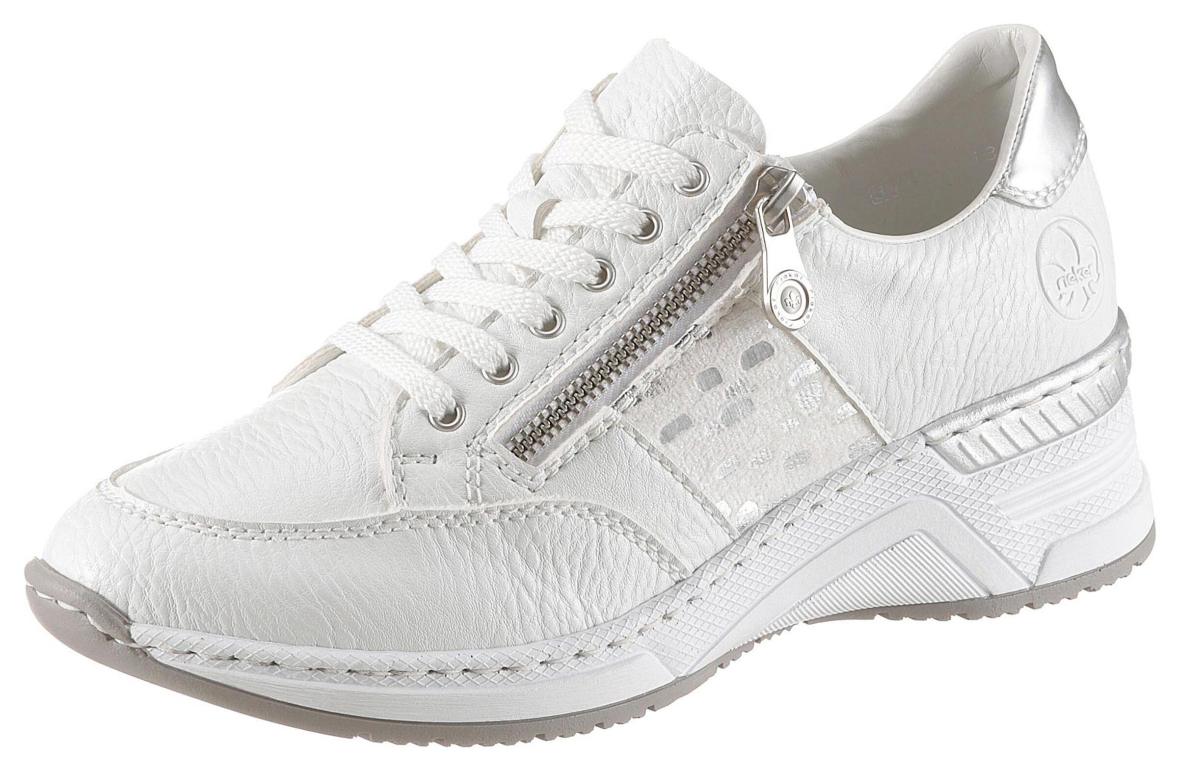 Rieker Sneakers met sleehak in wit/zilverkleur | heine