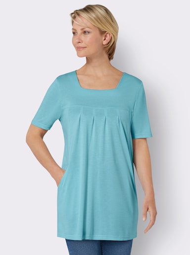 Longshirt mit Karree-Ausschnitt - aquamarin