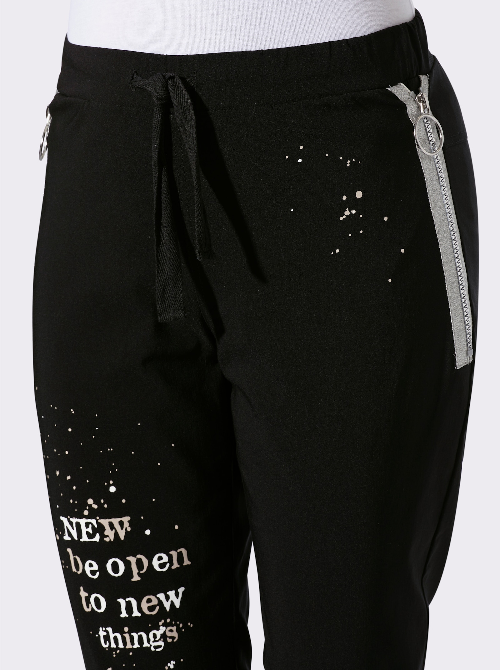 Hose in 7/8-Länge - schwarz-weiß-bedruckt