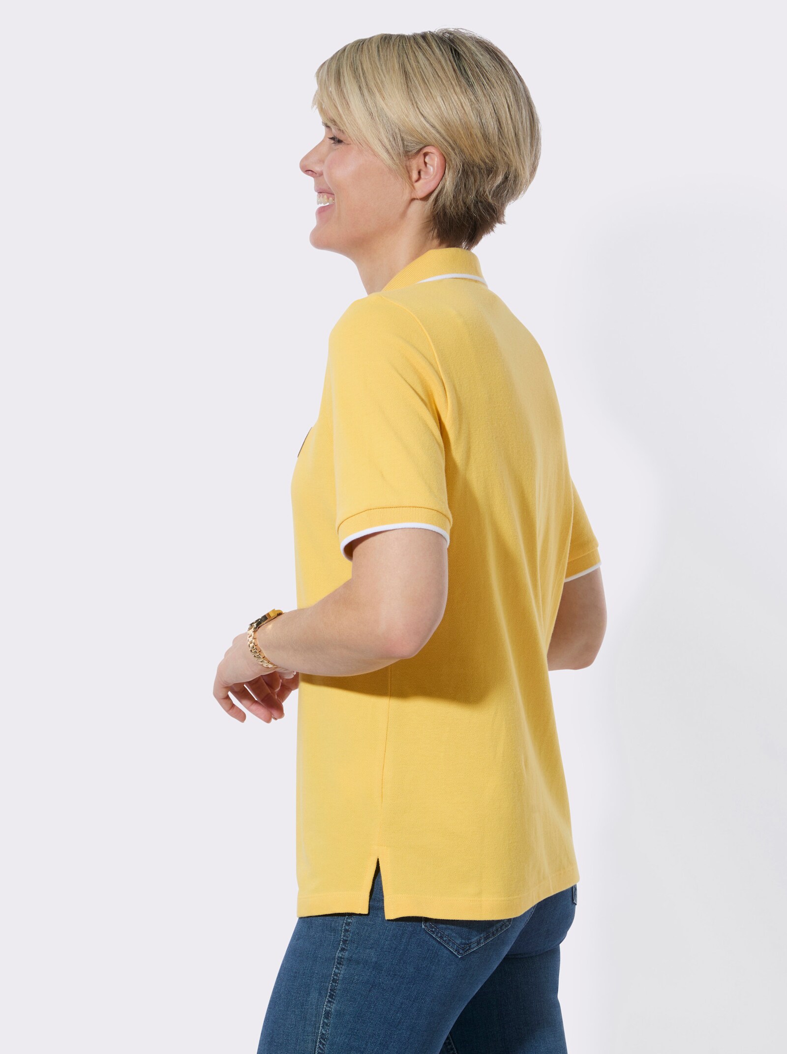 Poloshirt mit Kontrastdetails - gelb