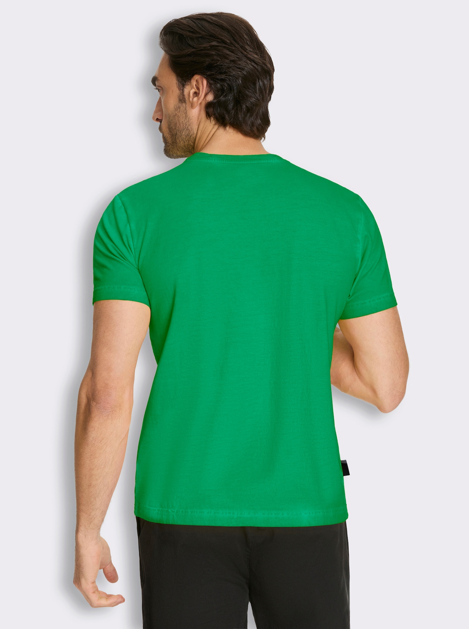 Marco Donati Kurzarmshirt mit Front-Print, Used-Optik - grasgrün