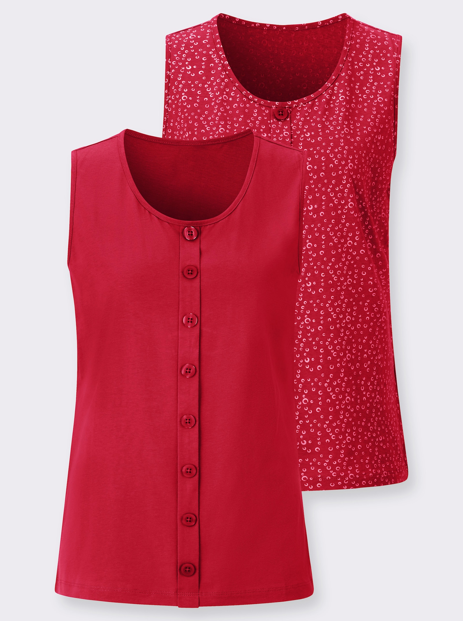 Shirttop im Doppelpack - rot-weiß-getupft + rot