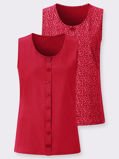 Shirttop im Doppelpack - rot-weiß-getupft + rot