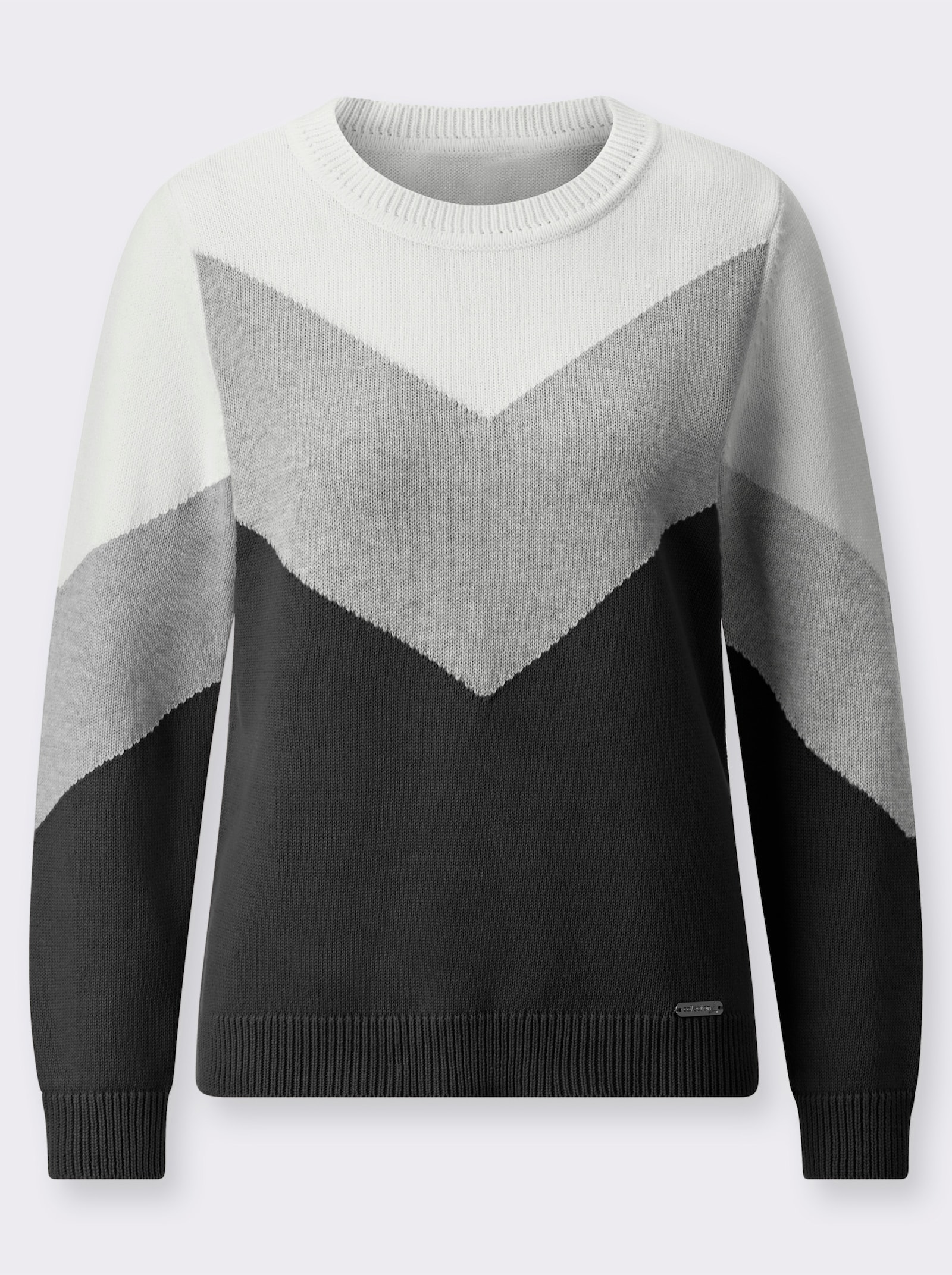 Pull à encolure ronde avec motif « color block » - noir-gris clair chiné
