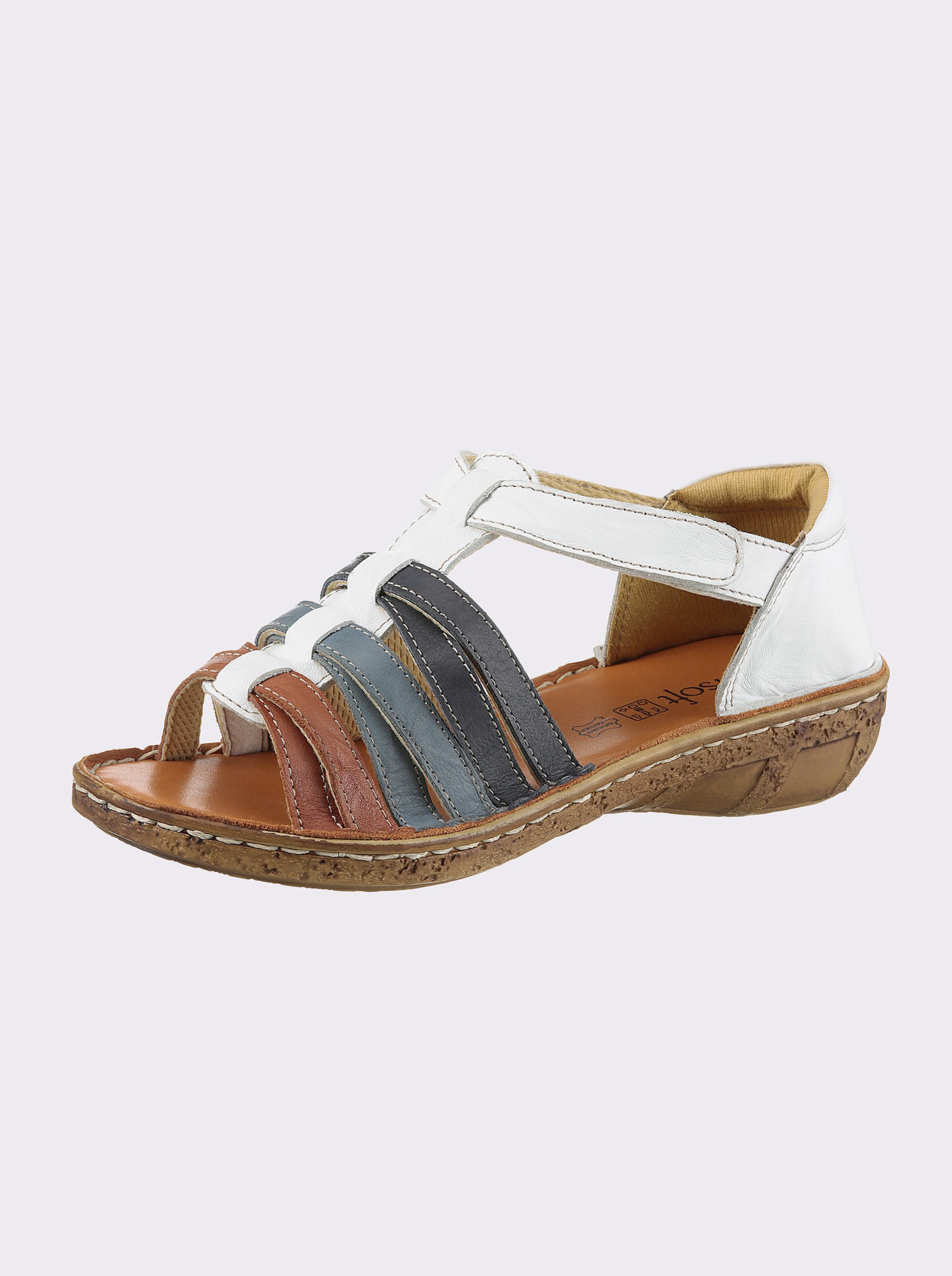 airsoft modern+ Sandaal met 3-kleurige riempjes - wit-gekleurd