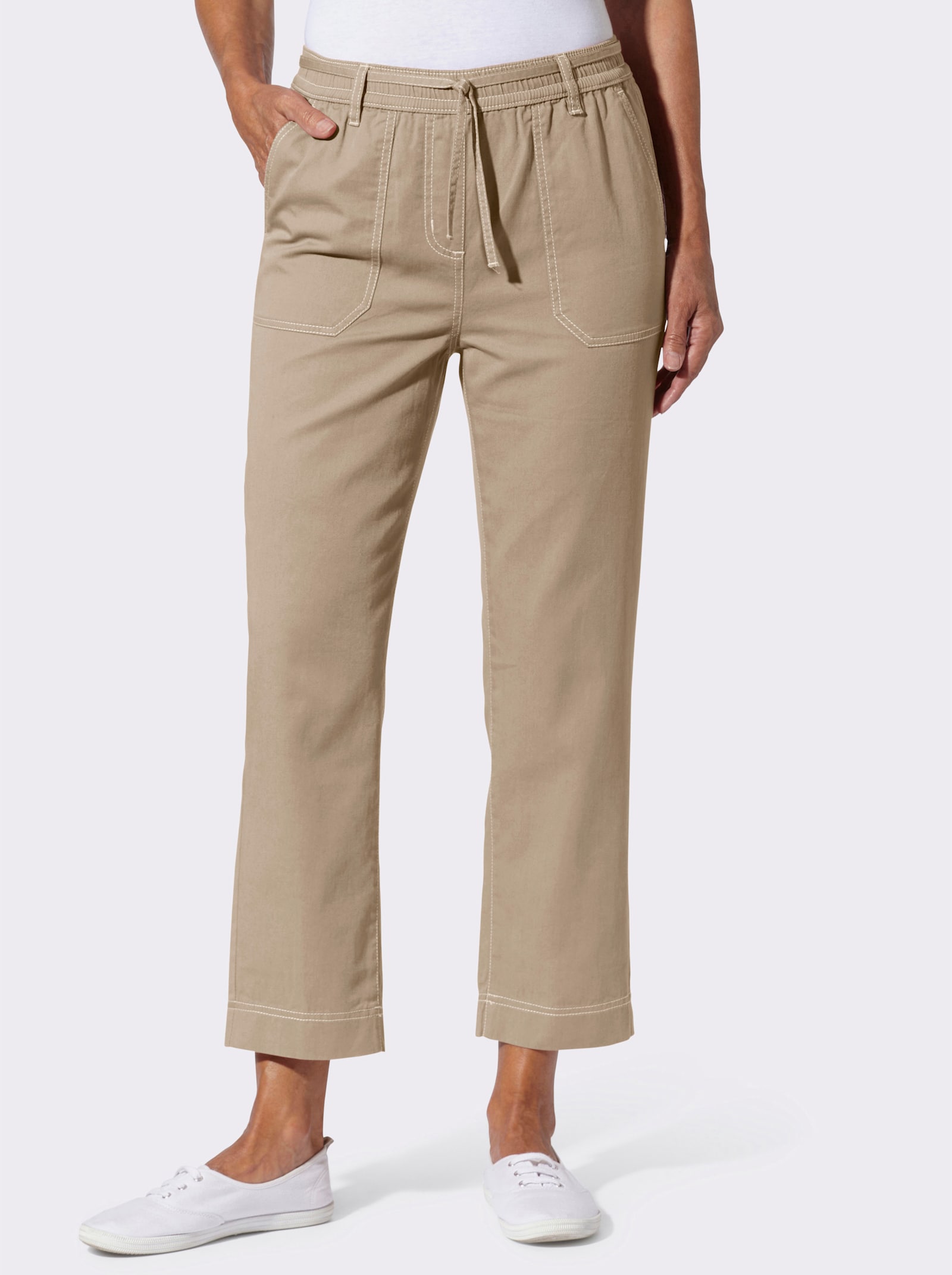 7/8-Jeans mit Rundum-Dehnbund - beige