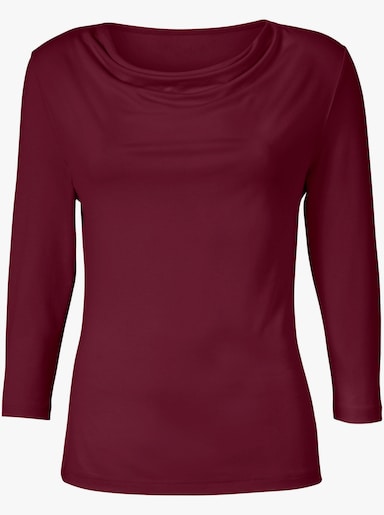 Wasserfallshirt mit 3/4-langen Ärmeln - burgund