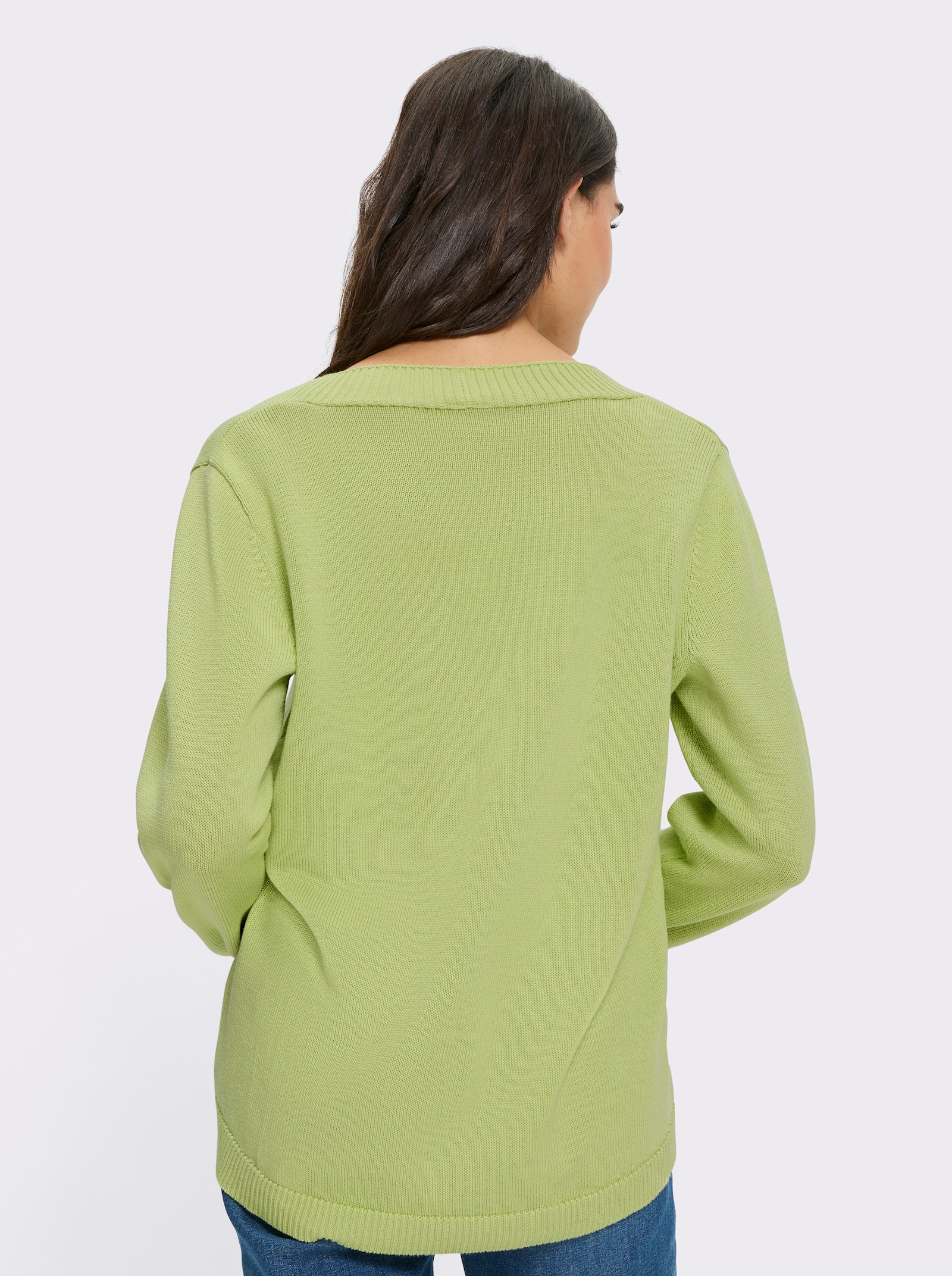 heine Strickjacke hinten länger geschnitten - pistazie