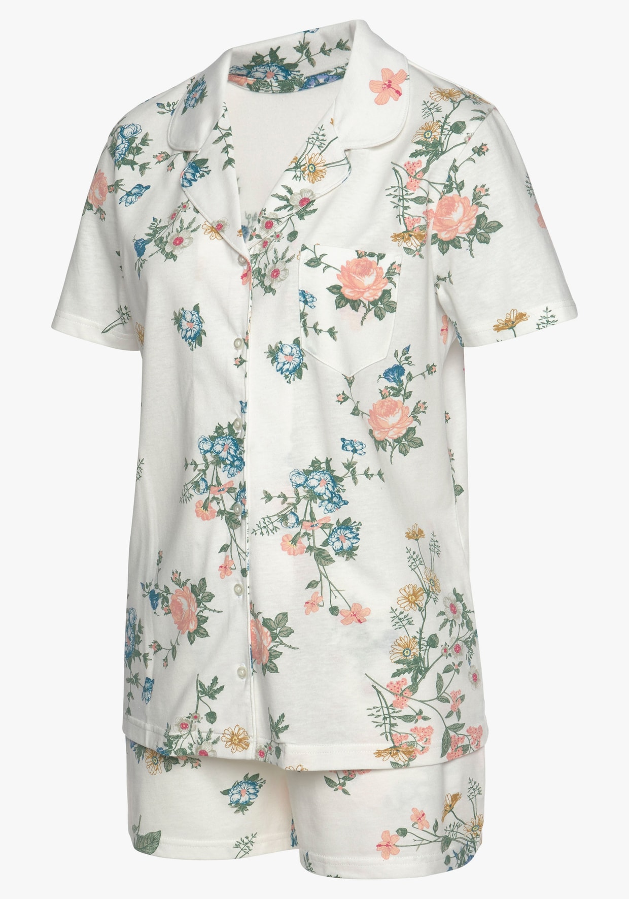 Vivance Dreams shortama - ecru/bloemenmotief