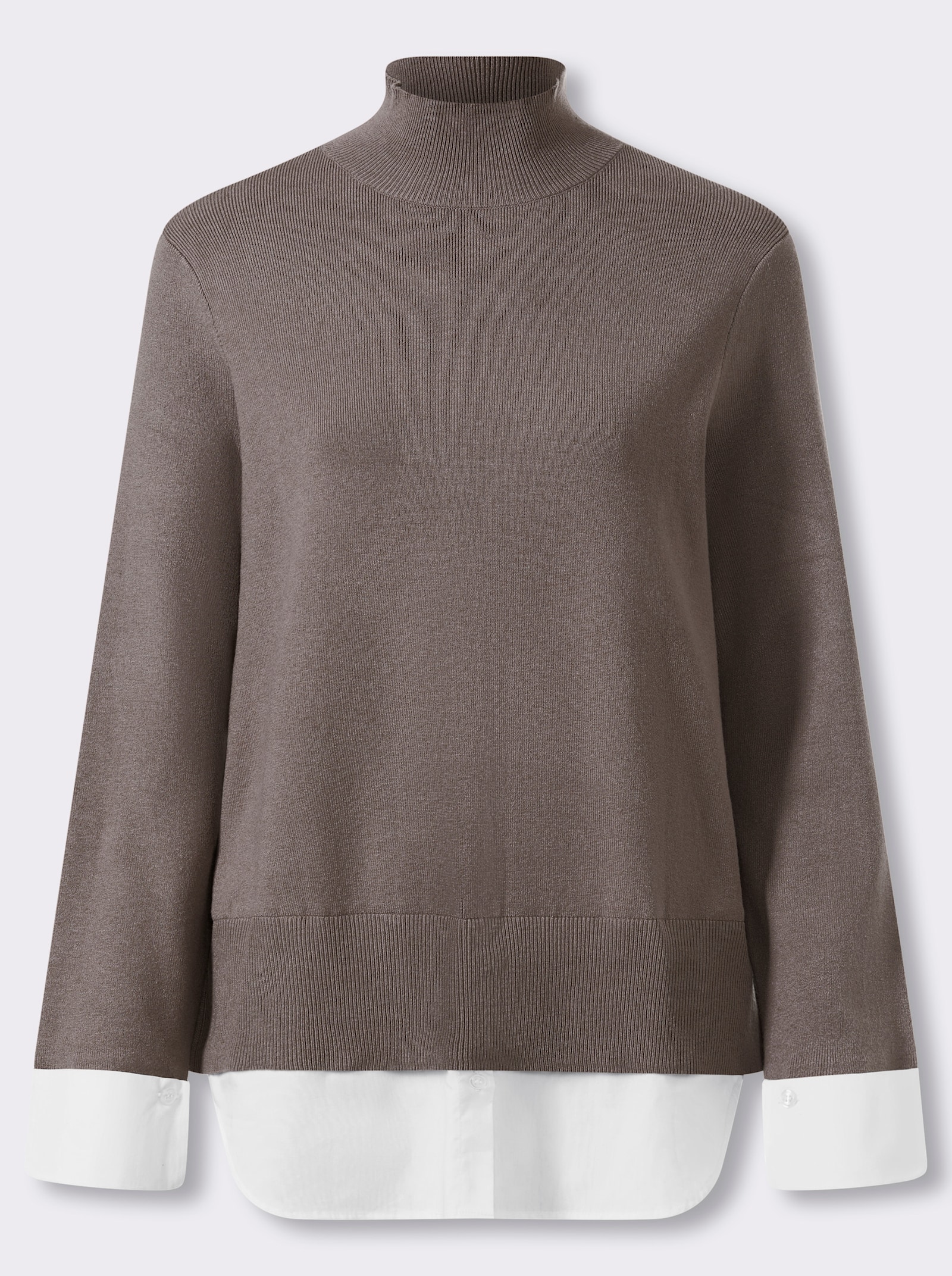 heine Feinstrickpullover in 2-in-1-Optik - taupe
