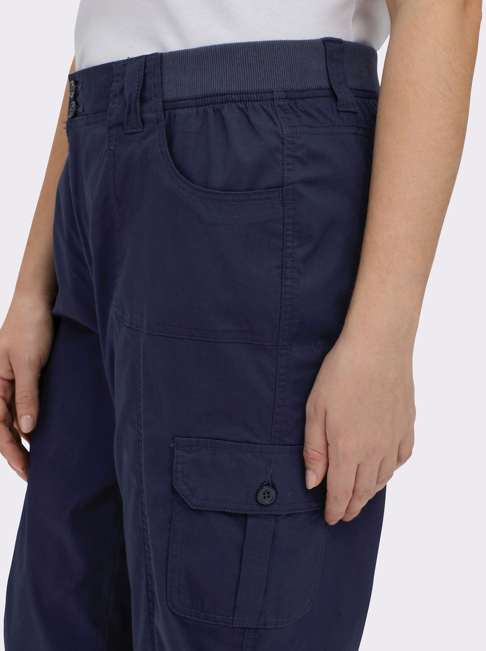 Caprihose mit weitenverstellbarem Saum - marine