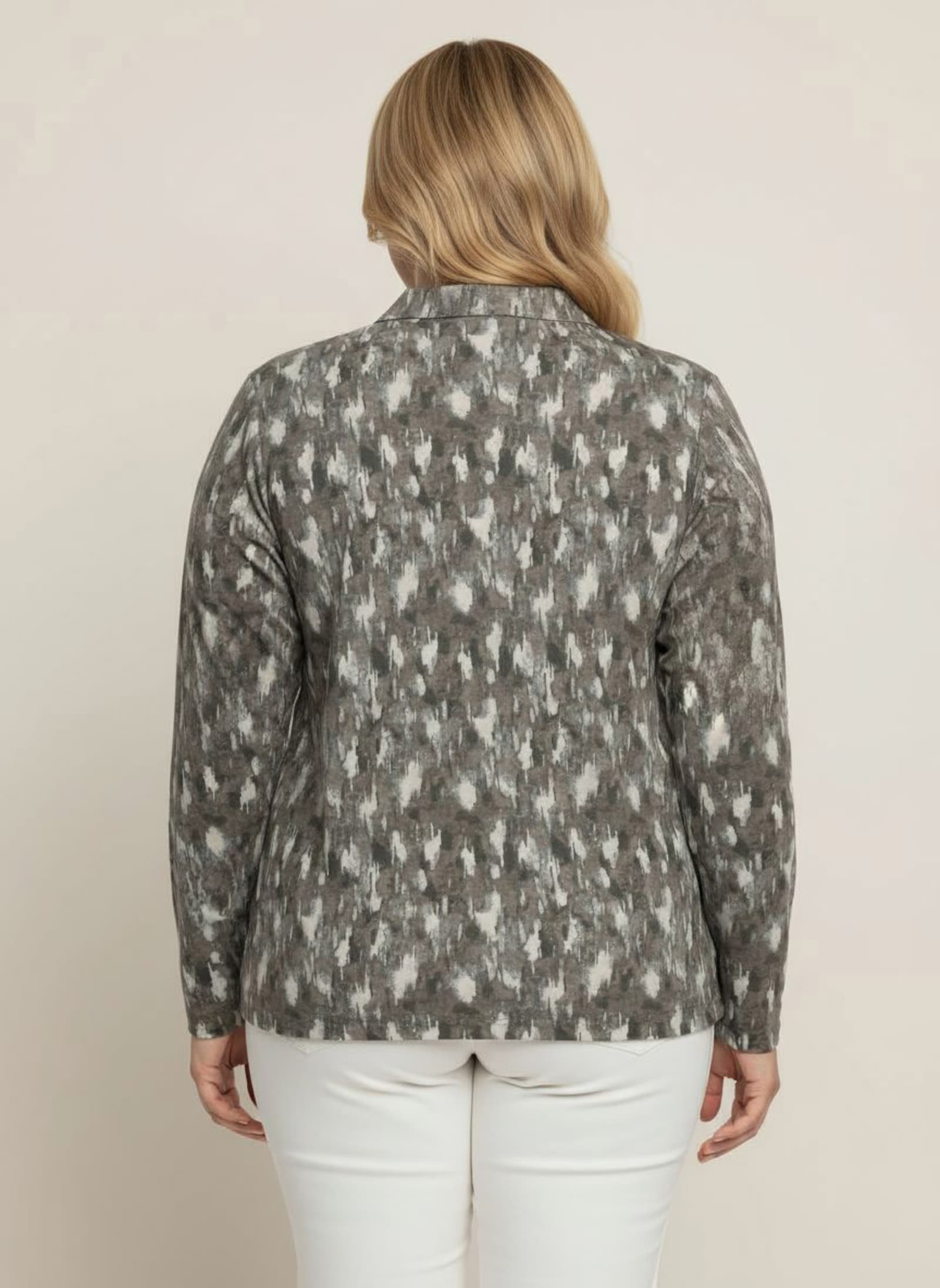 Poloshirt mit kurzer Knopfleiste - taupe-graphit-bedruckt