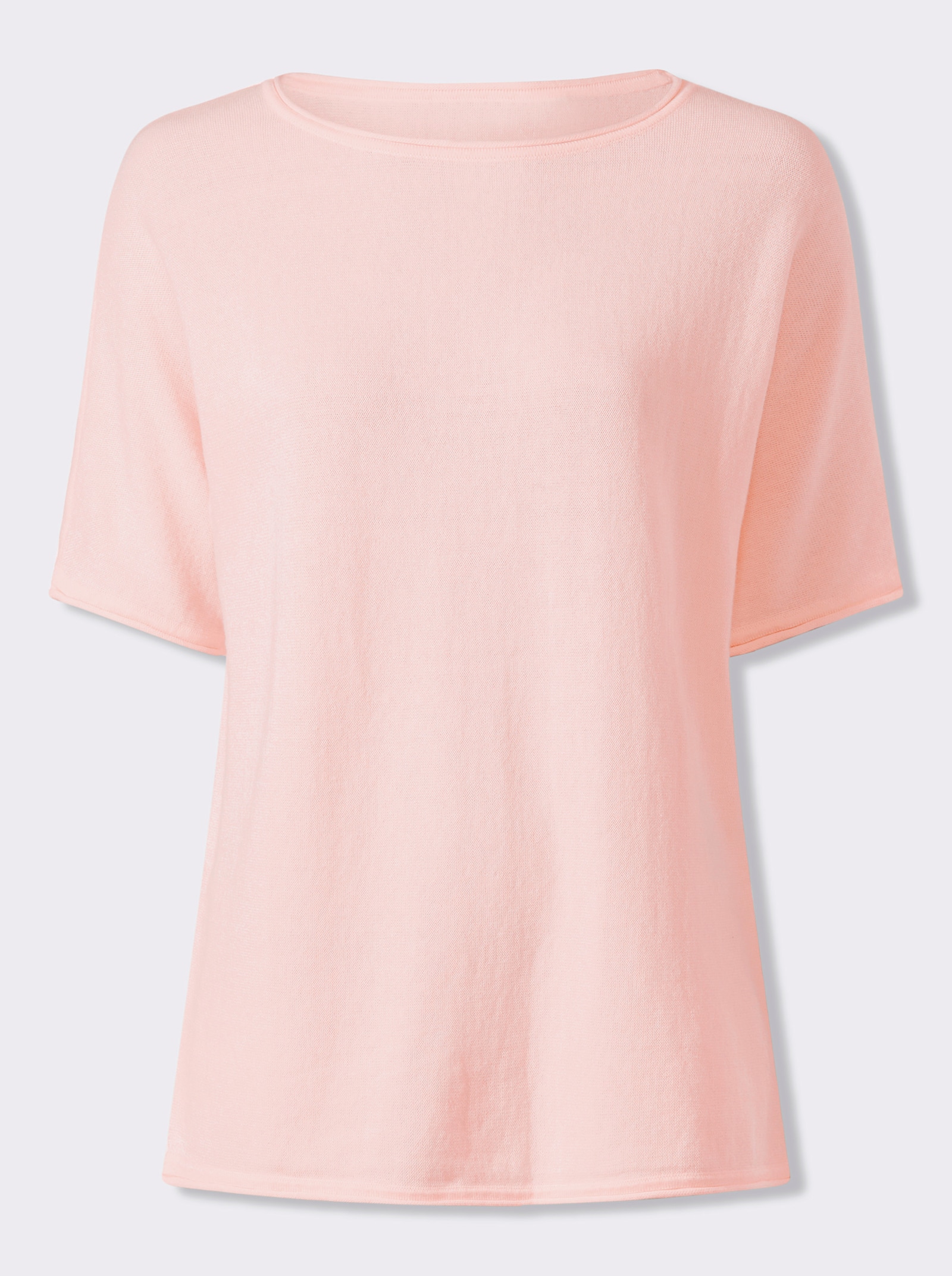 heine Kurzarmpullover mit Rollkanten - hellrosé