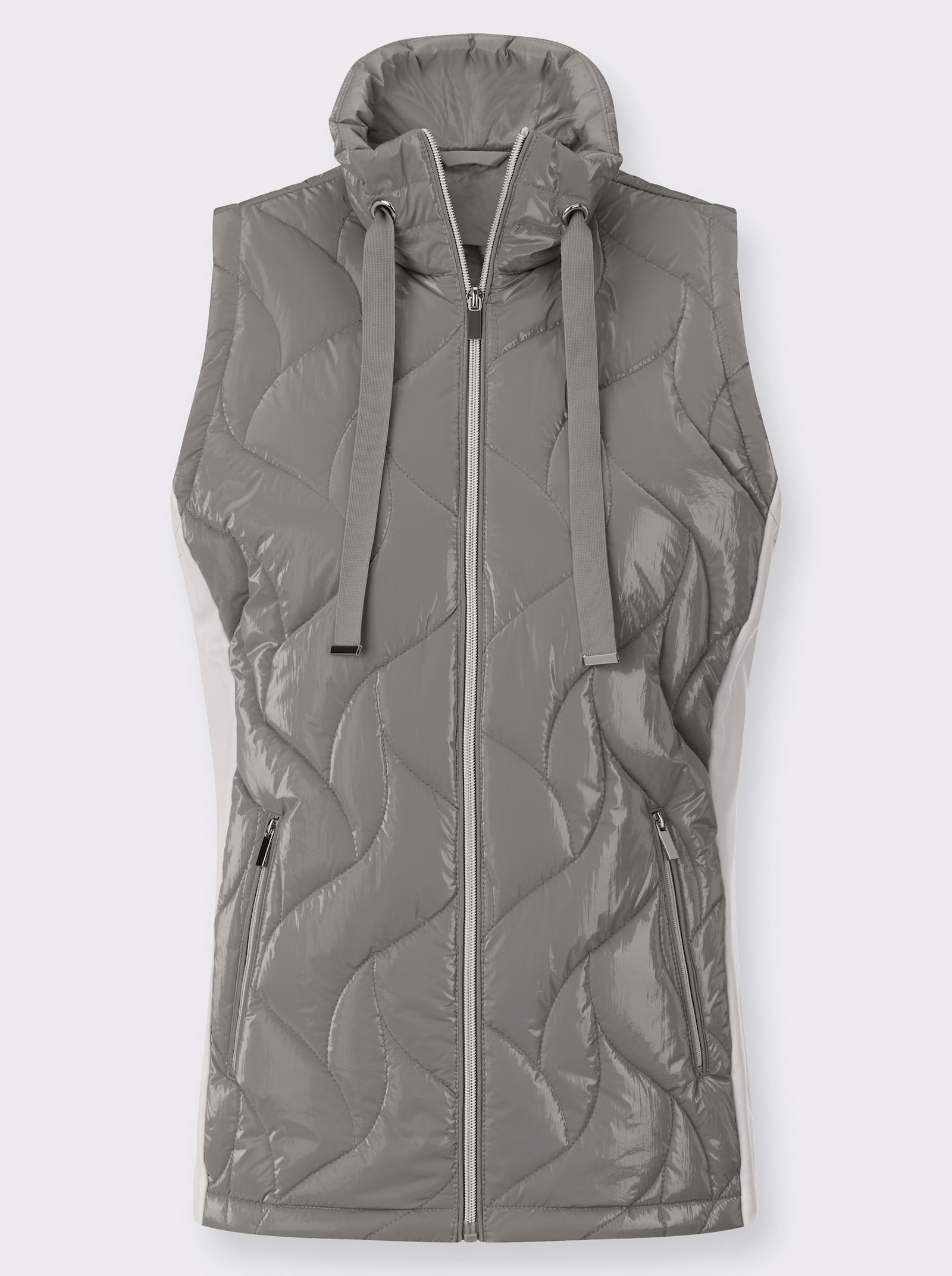 Steppweste mit seitlichen Einsätzen - grau-ecru