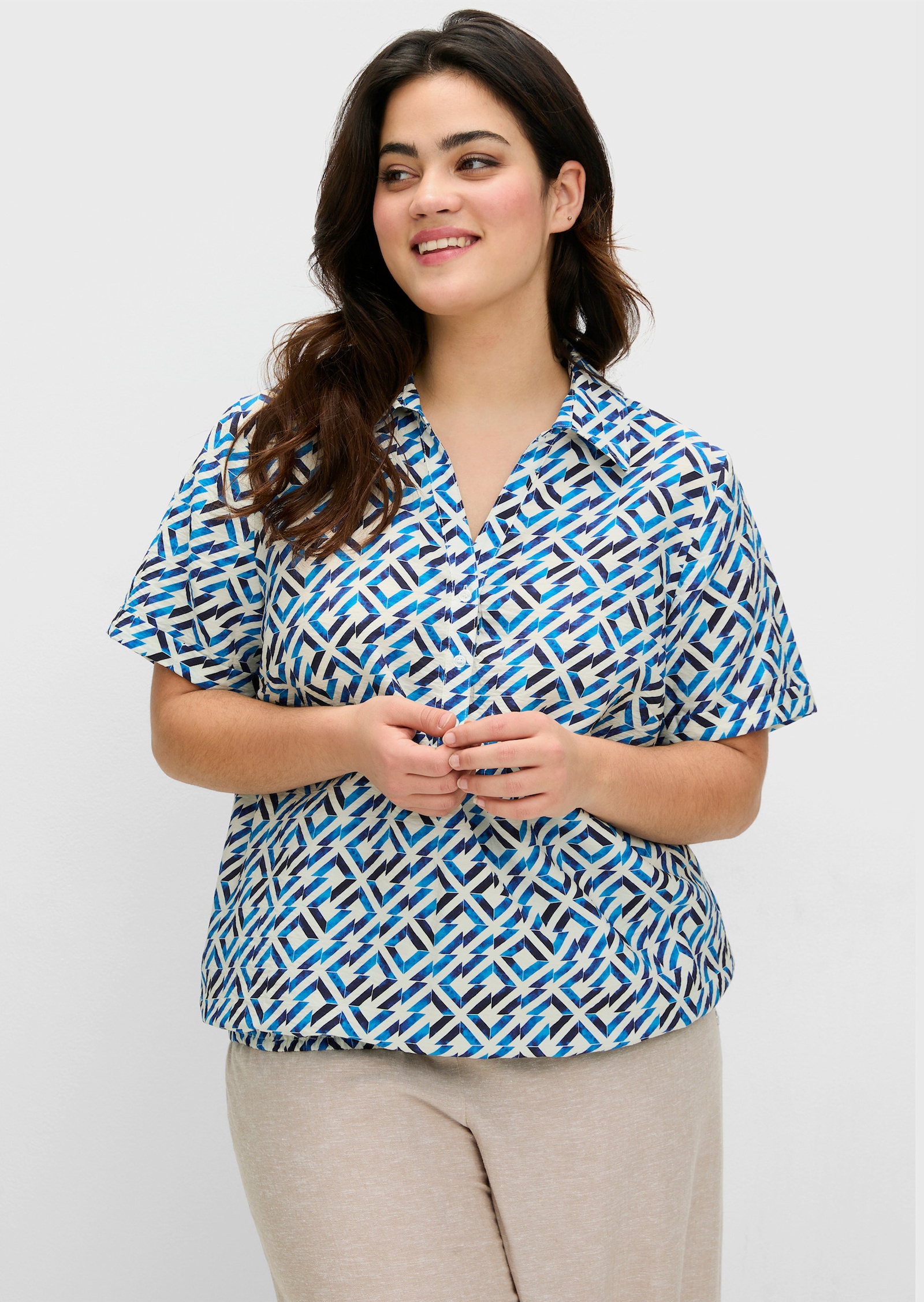 sheego Tunika mit Gummizugbund - champagner-gemustert