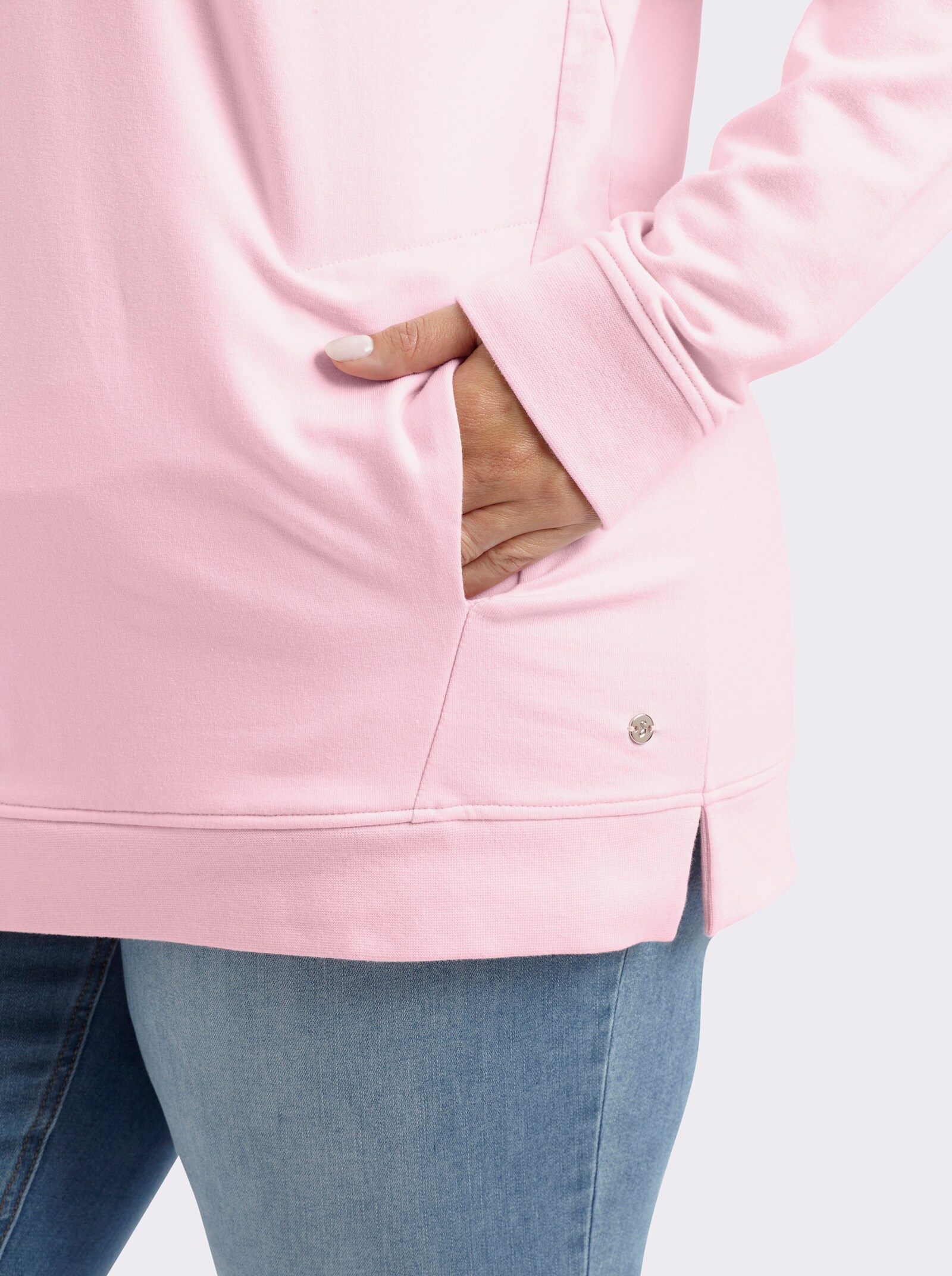 sheego Kapuzensweatshirt mit Nahttaschen - hellrosé