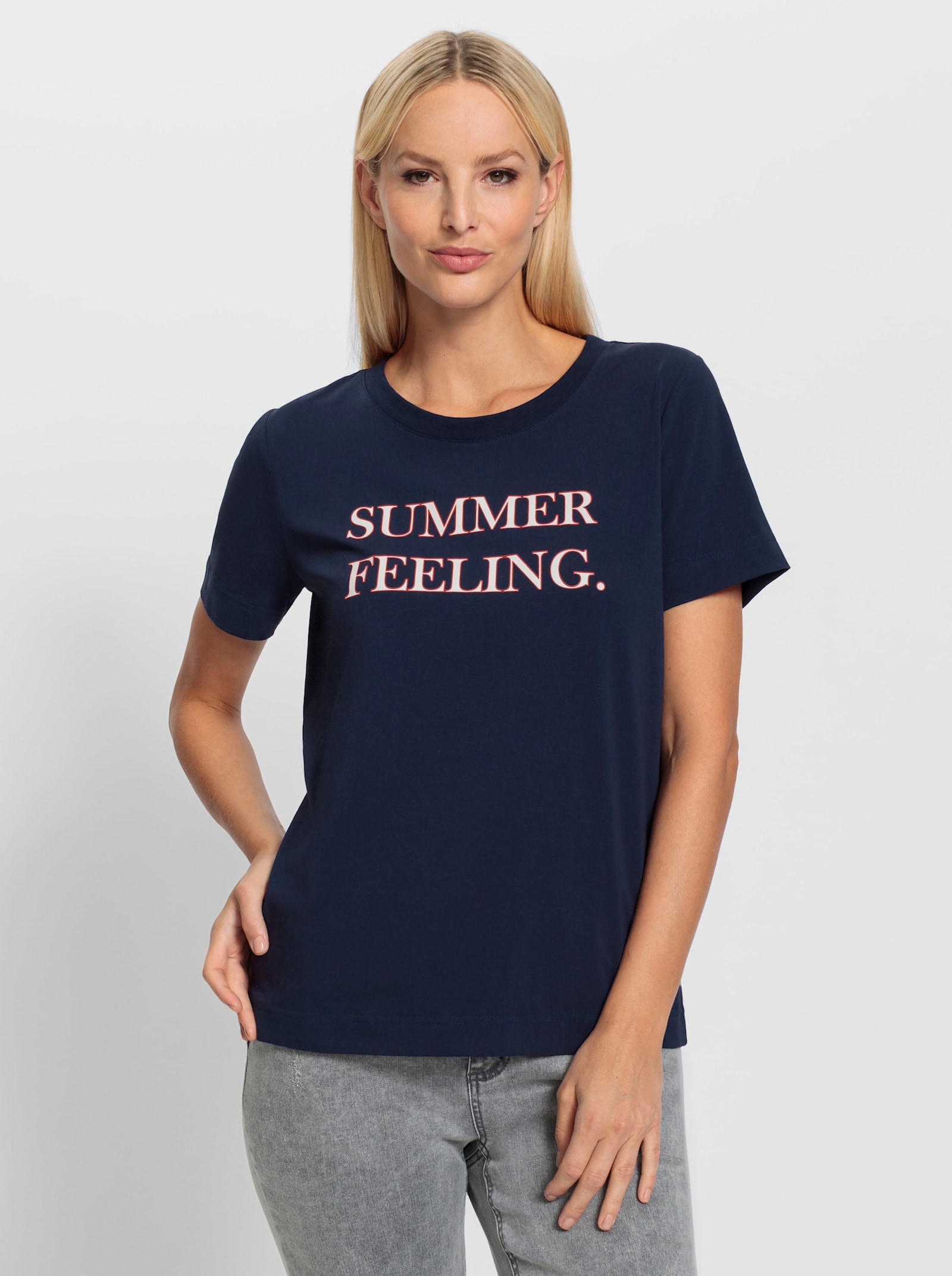 heine T-shirt à manches courtes avec imprimé plaqué - marine-écru