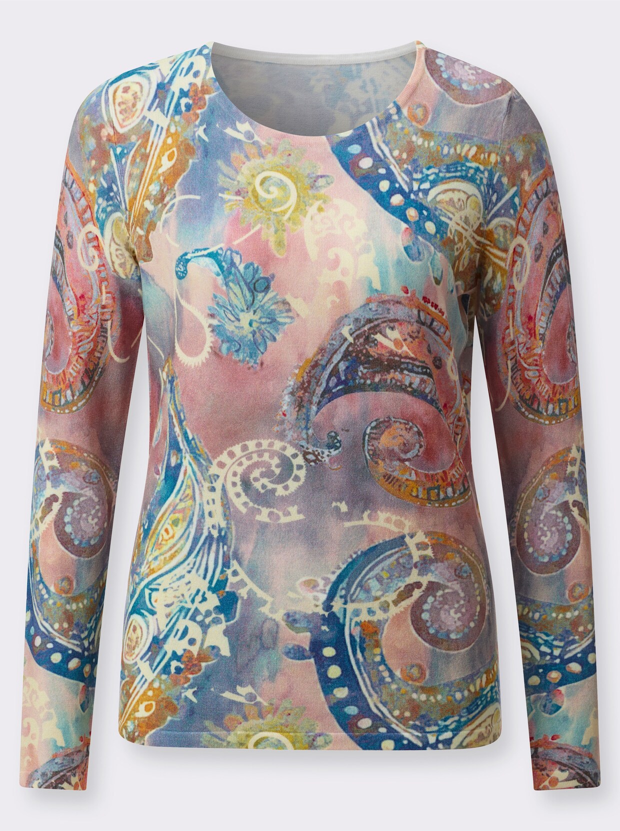 Pullover - apricot-papaya-bedruckt