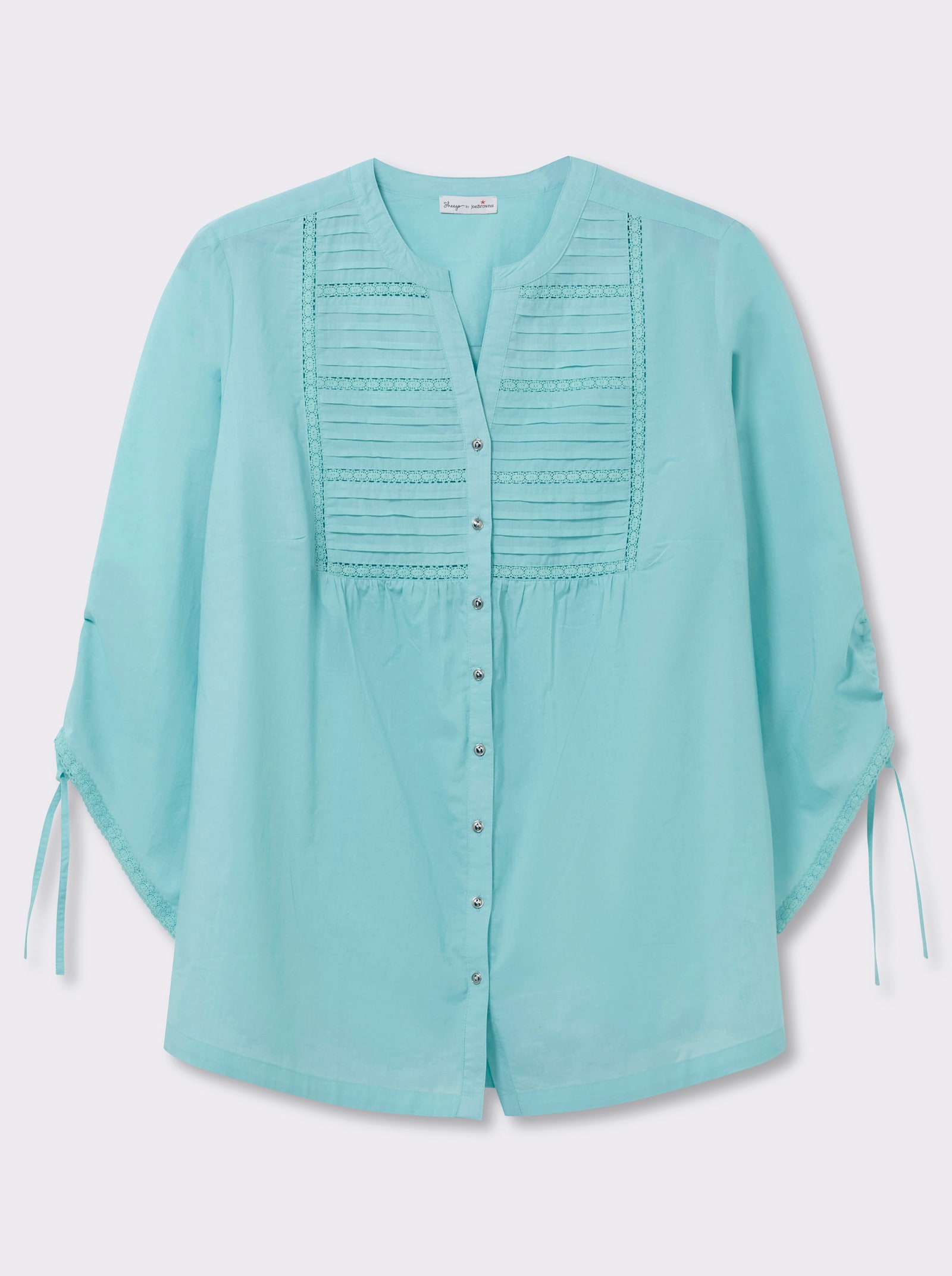 sheego by Joe Browns Baumwollbluse mit Spitze und Biesen - mint