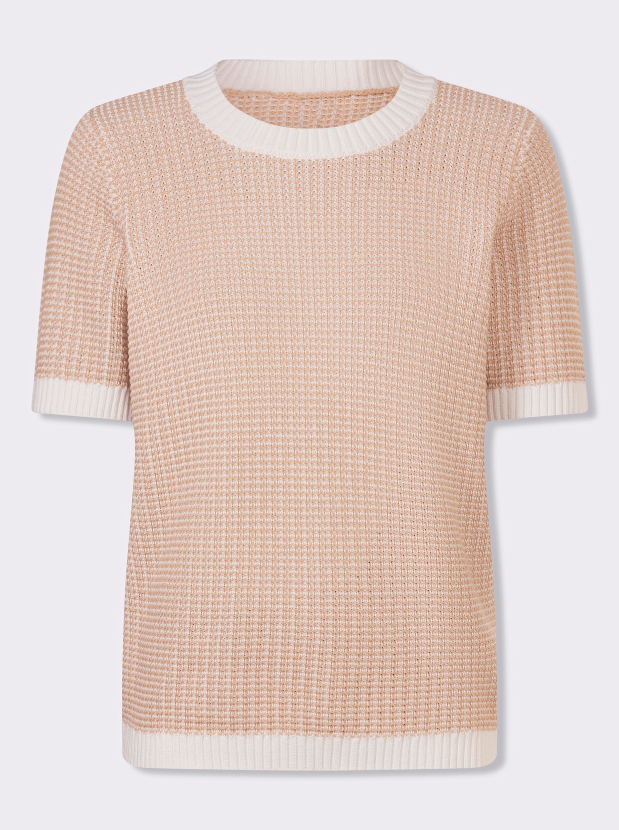 Kurzarmpullover - beige-ecru-gemustert